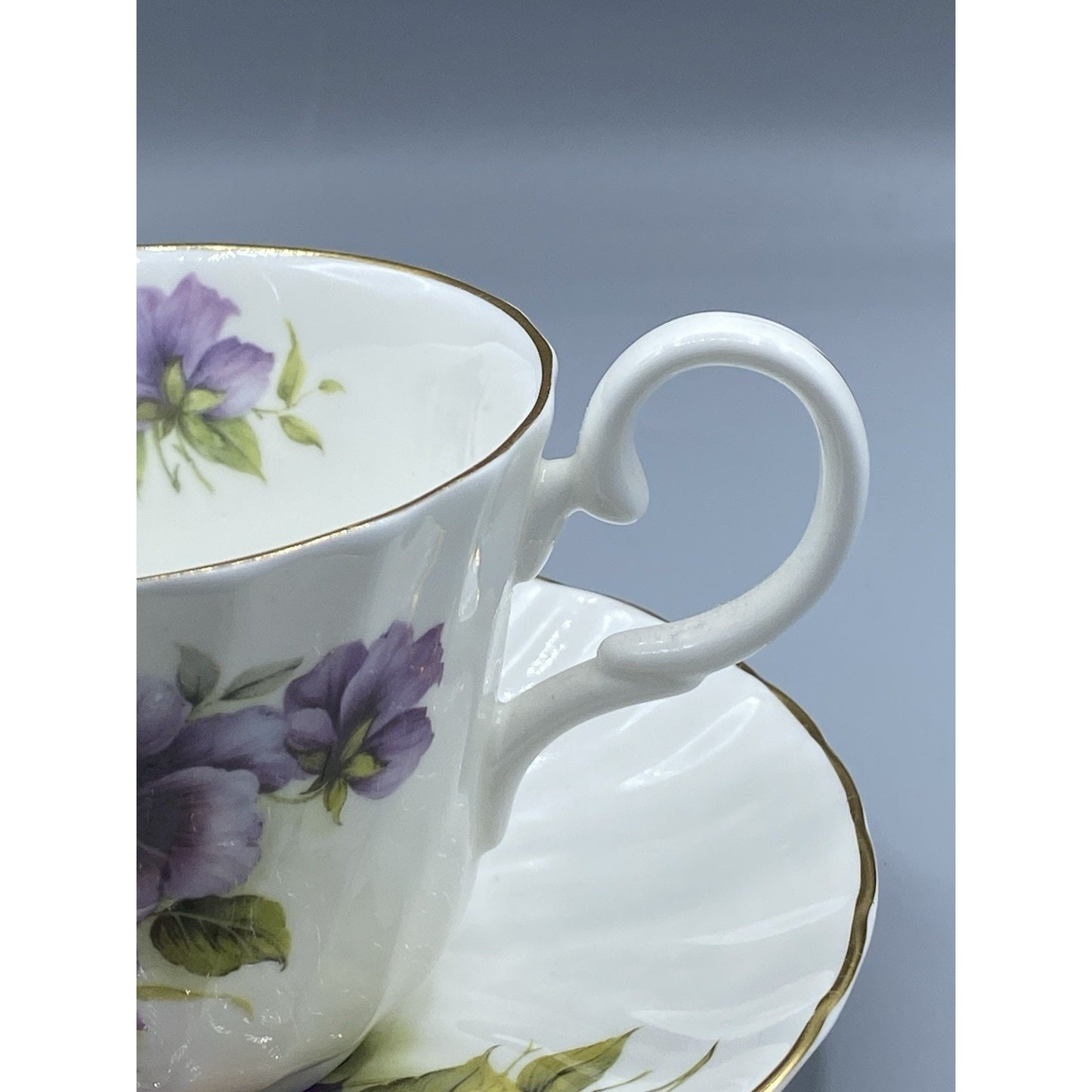 Allyn Nelson Bone China Teacup Floral Purple
