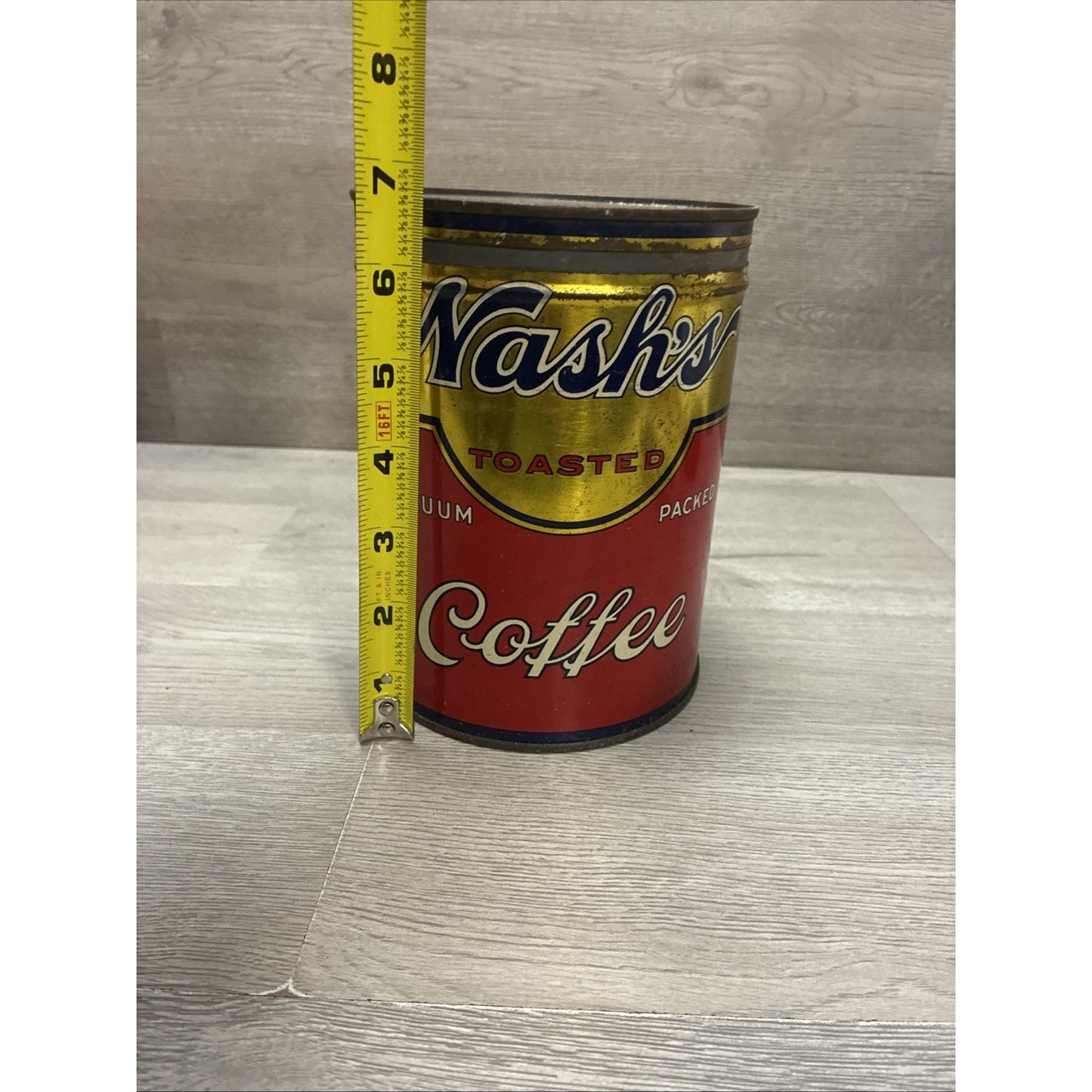 VINTAGE NASH`S TOASTED COFFEE CAN 2 POUNDS 2LB TIN W: LID VACUUM PACKED