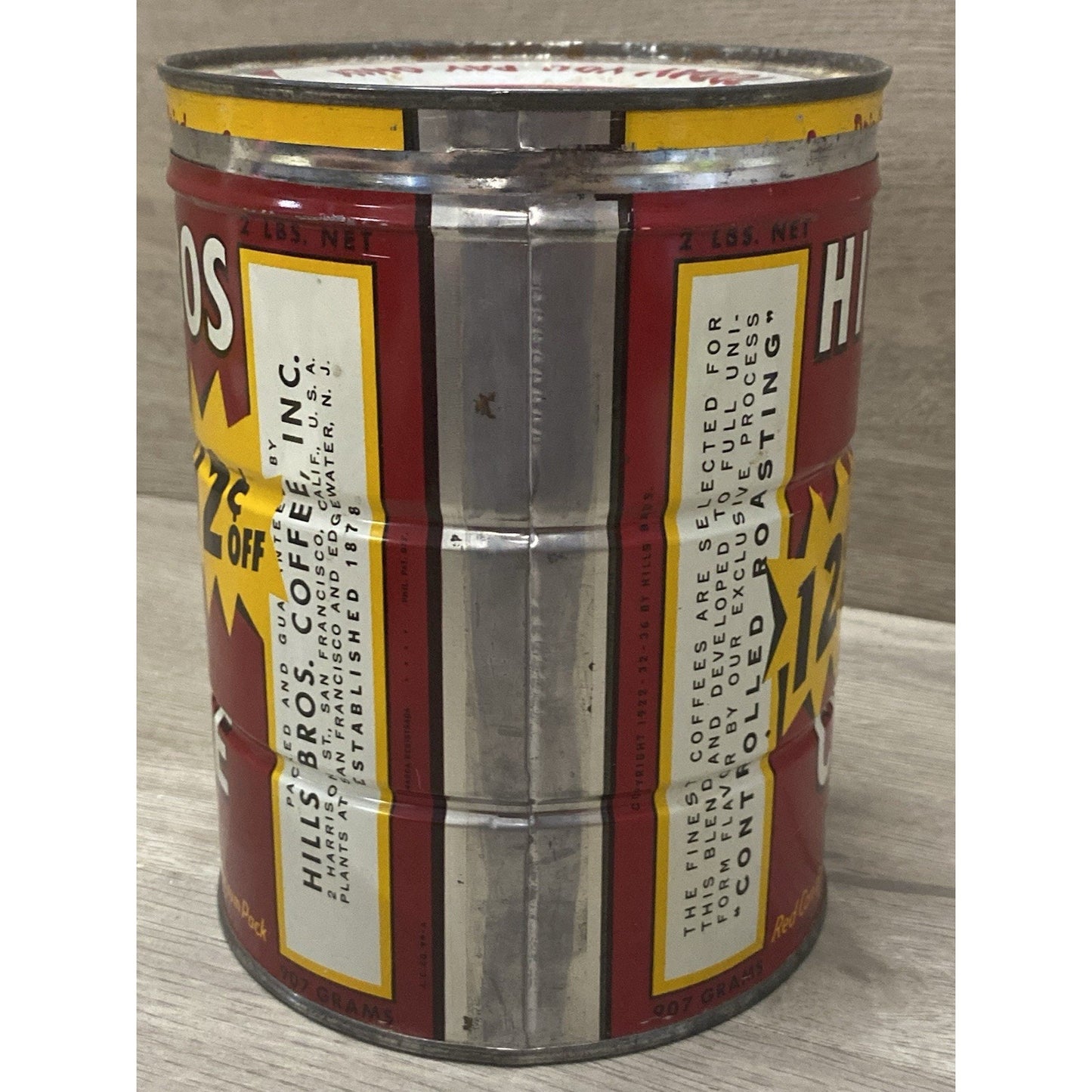 Vintage Hills Bros 2 LB Pricer Graphic Mercantile Country Store Coffee Can