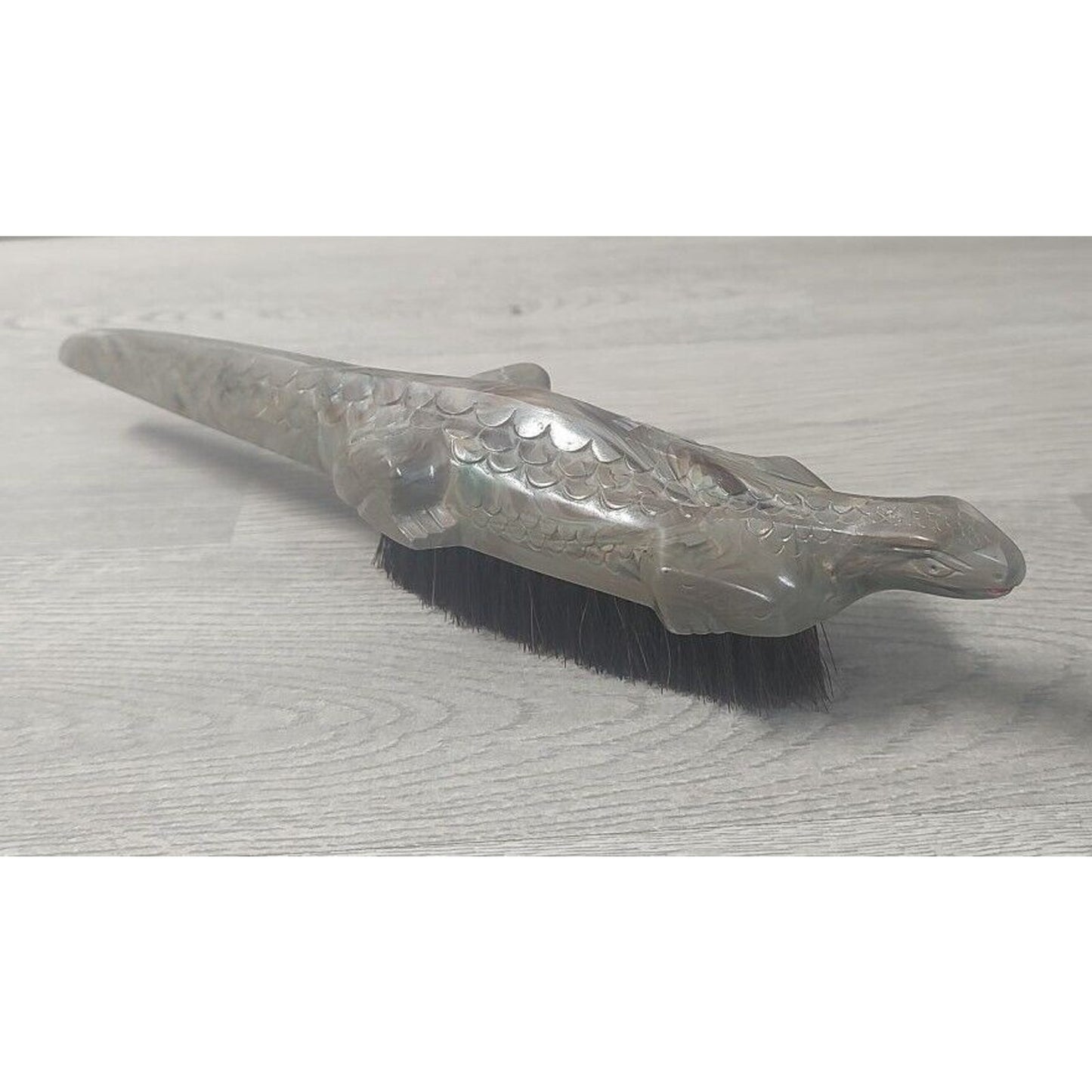 Unique Vintage English Lizard Themed Plastic Hair Brush Made In England