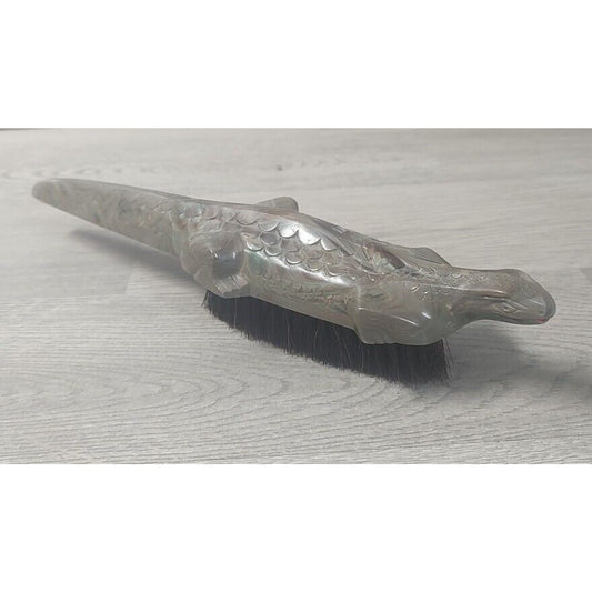 Unique Vintage English Lizard Themed Plastic Hair Brush Made In England