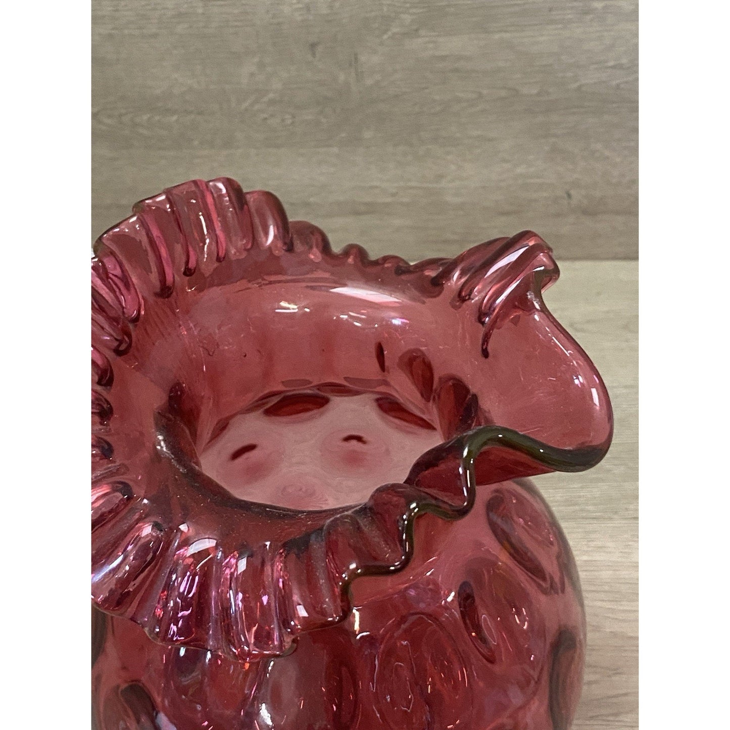 Cranberry INVERTED FENTON COIN DOT PITCHER