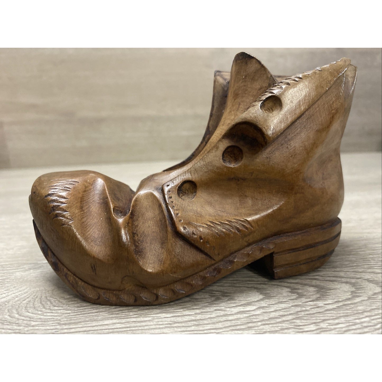 Primitive Wooden Carved Figural Boot Sculpture