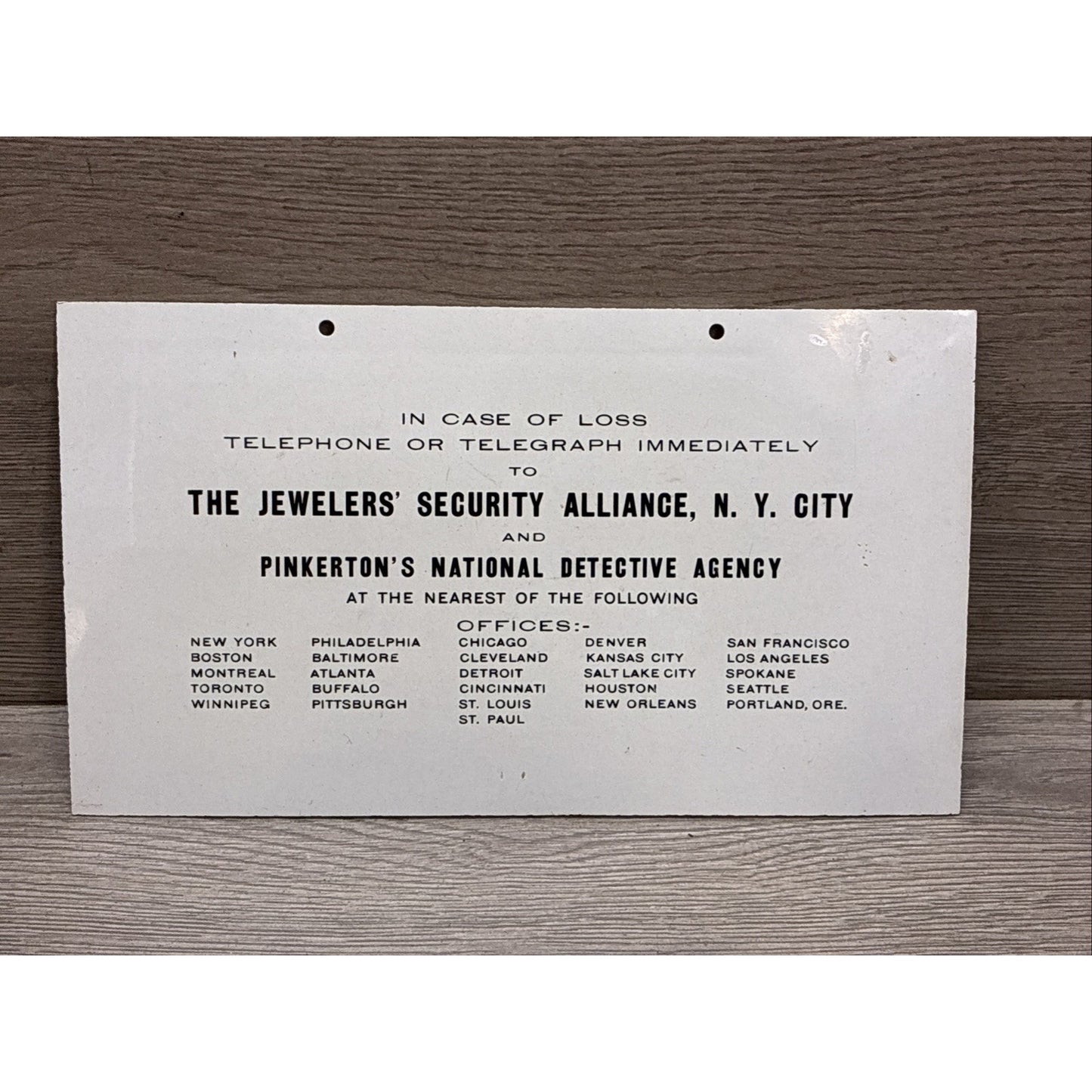 PINKERTON'S DETECTIVE AGENCY JEWLERS' SECURITY ALLIANCE HANGING SIGN W/ DOG