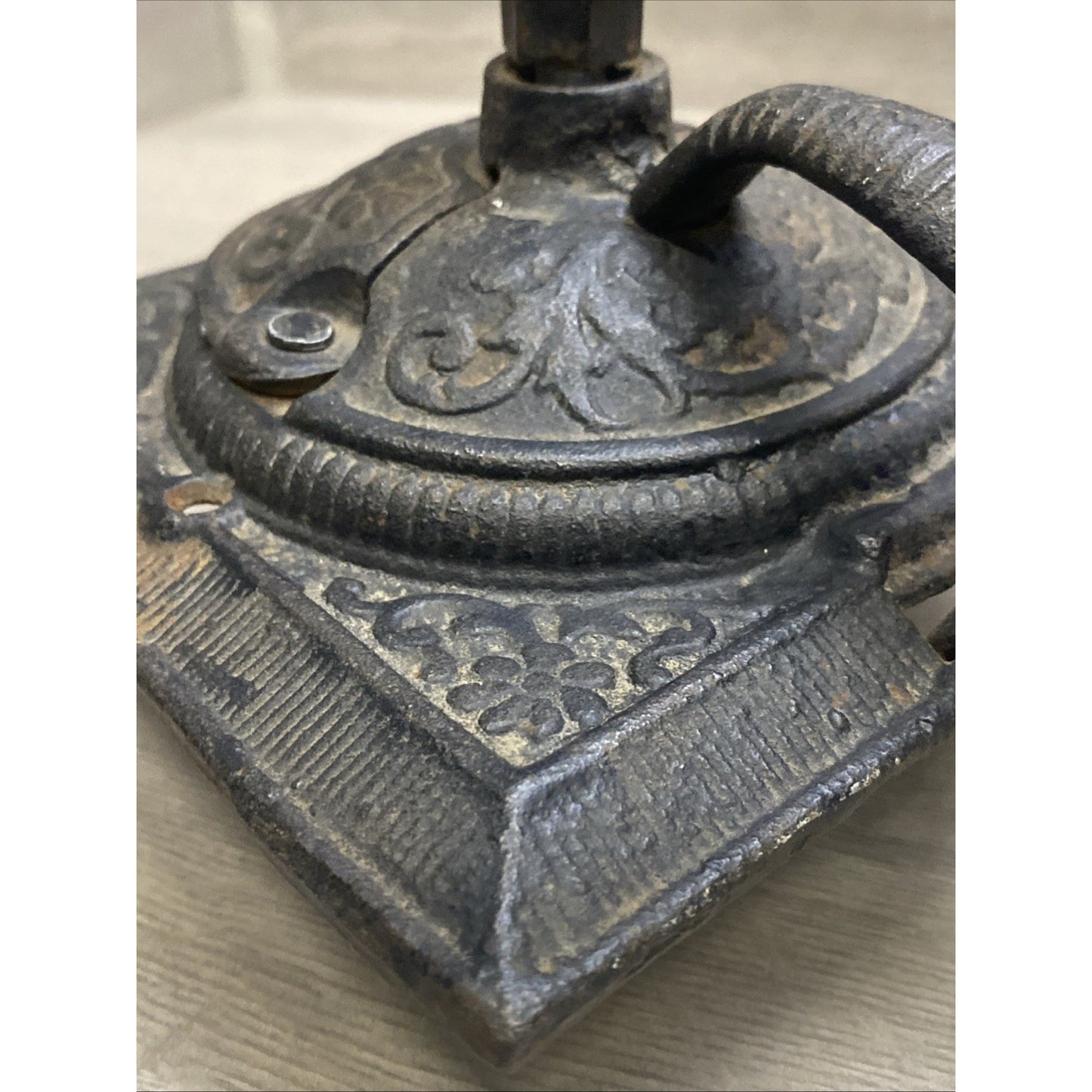 Antique Primitive Coffee Cast Iron Grinder Top and Handle Only