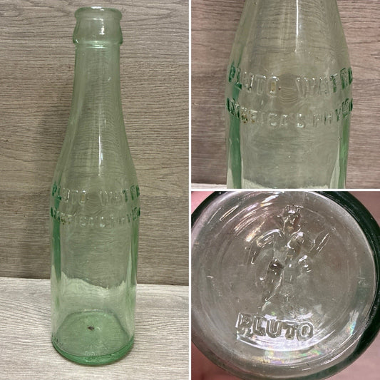 Vintage Crown Top Pluto Water Bottle America’s Physic Devil Embossed Green