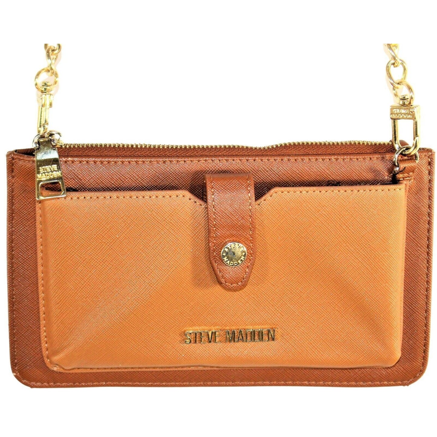 Steve Madden Faux Leather Crossbody Purse Wallet Caramel