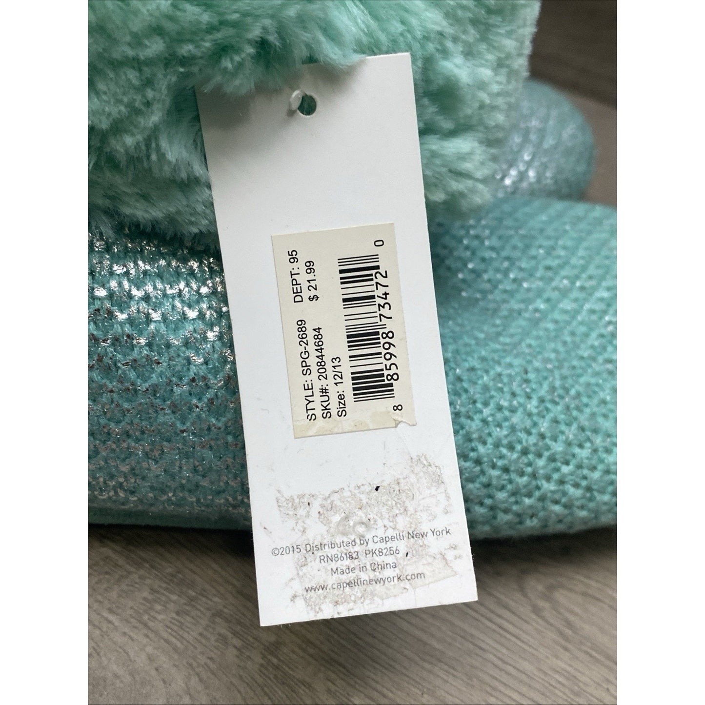 Faux Fur Capelli Kids Slipper Teal Boots Size Large