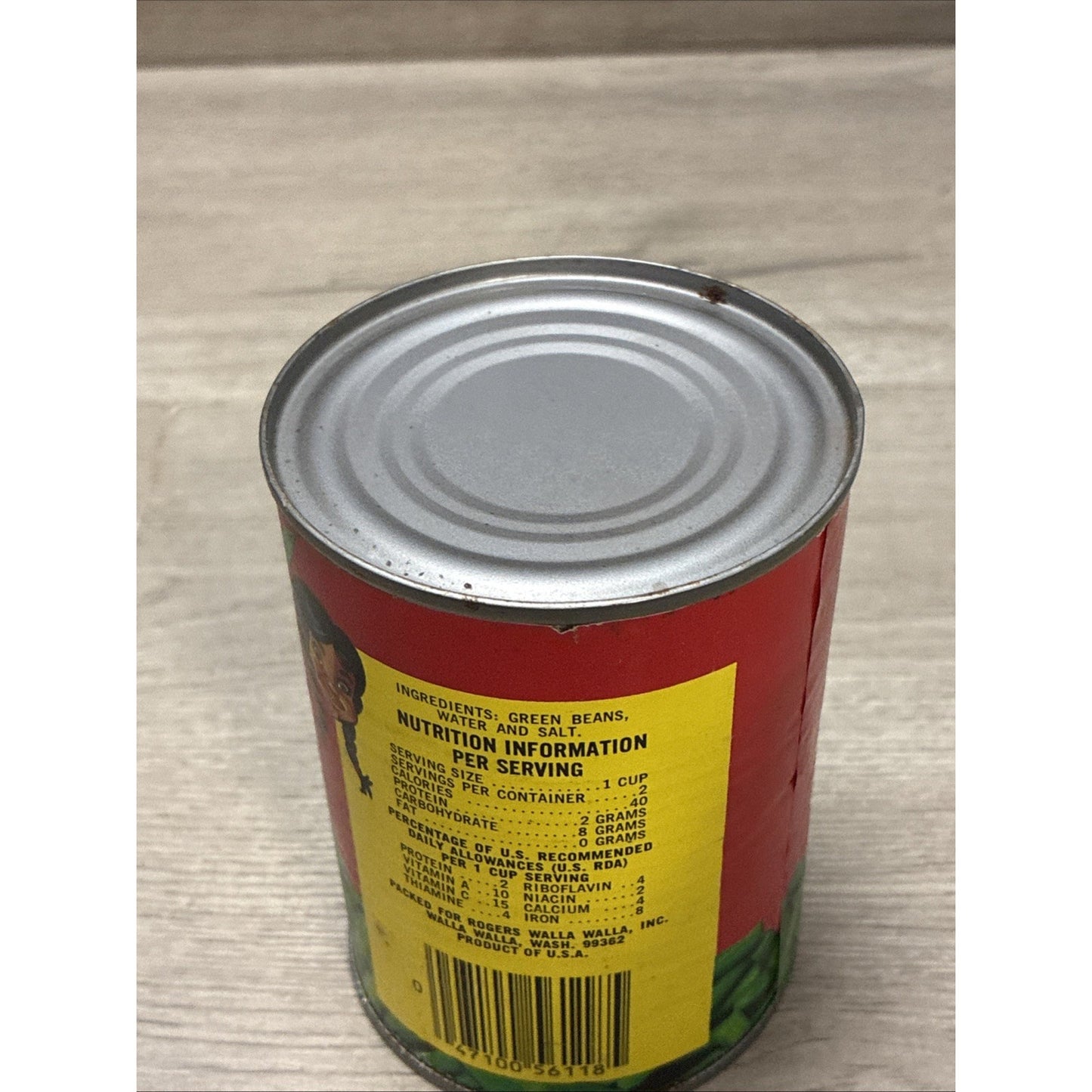 VINTAGE 1970 WALLA WALLA FANCY CUT GREEN BEANS TIN CAN LABEL WASHINGTON