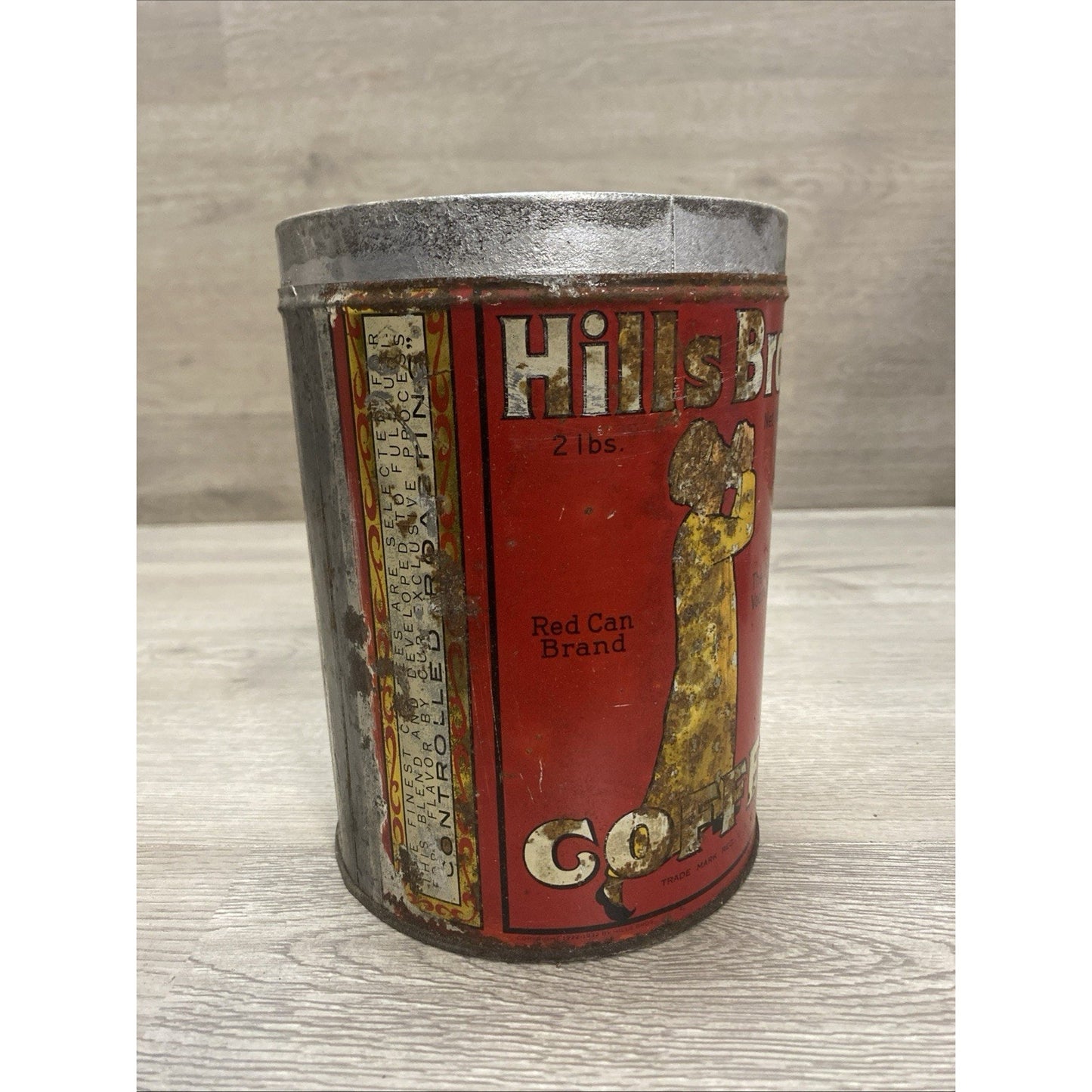 Vtg 1939 Hills Bros Coffee Tin 2 Lb Red Can Brand