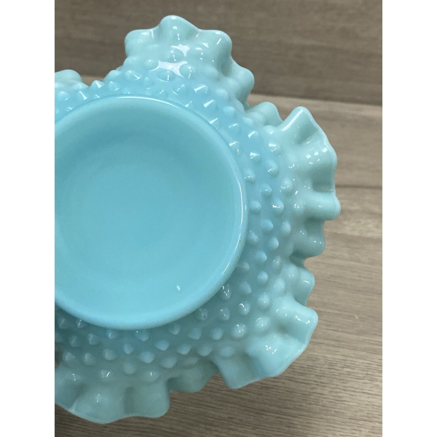 Rare Vintage Fenton Green Pastel Hobnail Milk Glass Bon Bon Candy Dish