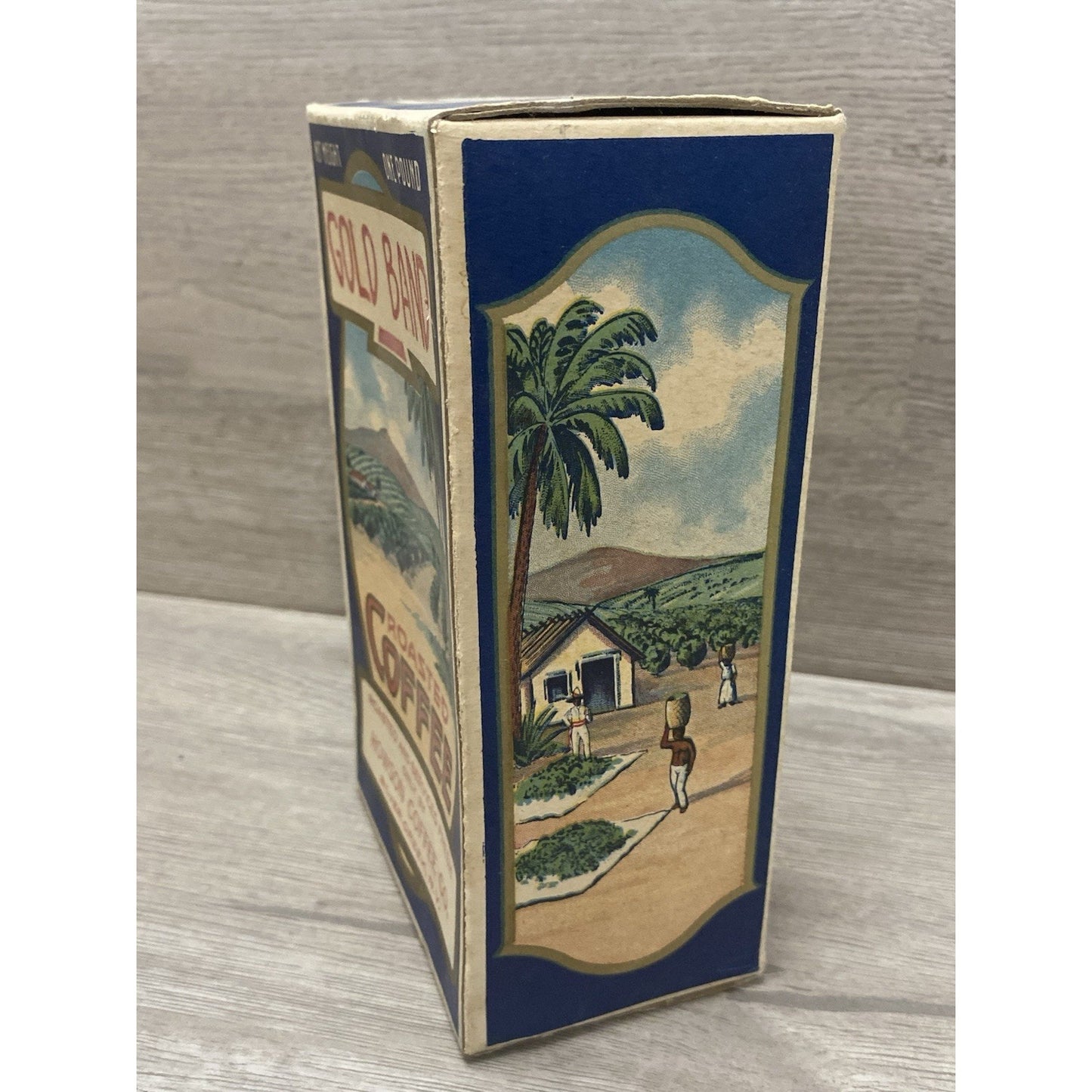 Rare Vintage Gold Band Coffee Can Box 1LB Howson Coffee Co Silver Creek NY