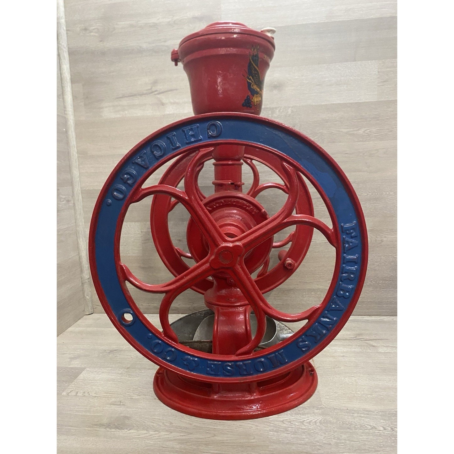 ANTIQUE FAIRBANKS MORSE & CO COFFEE GRINDER 1887 LARGE 27" TALL CAST IRON #7