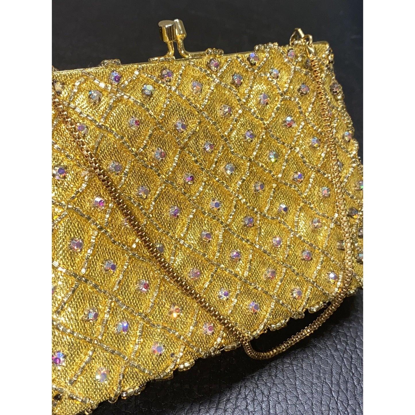 Vintage Rhinestone Encrusted Purse Hong Kong Handmade 40s 50s Glam Retro