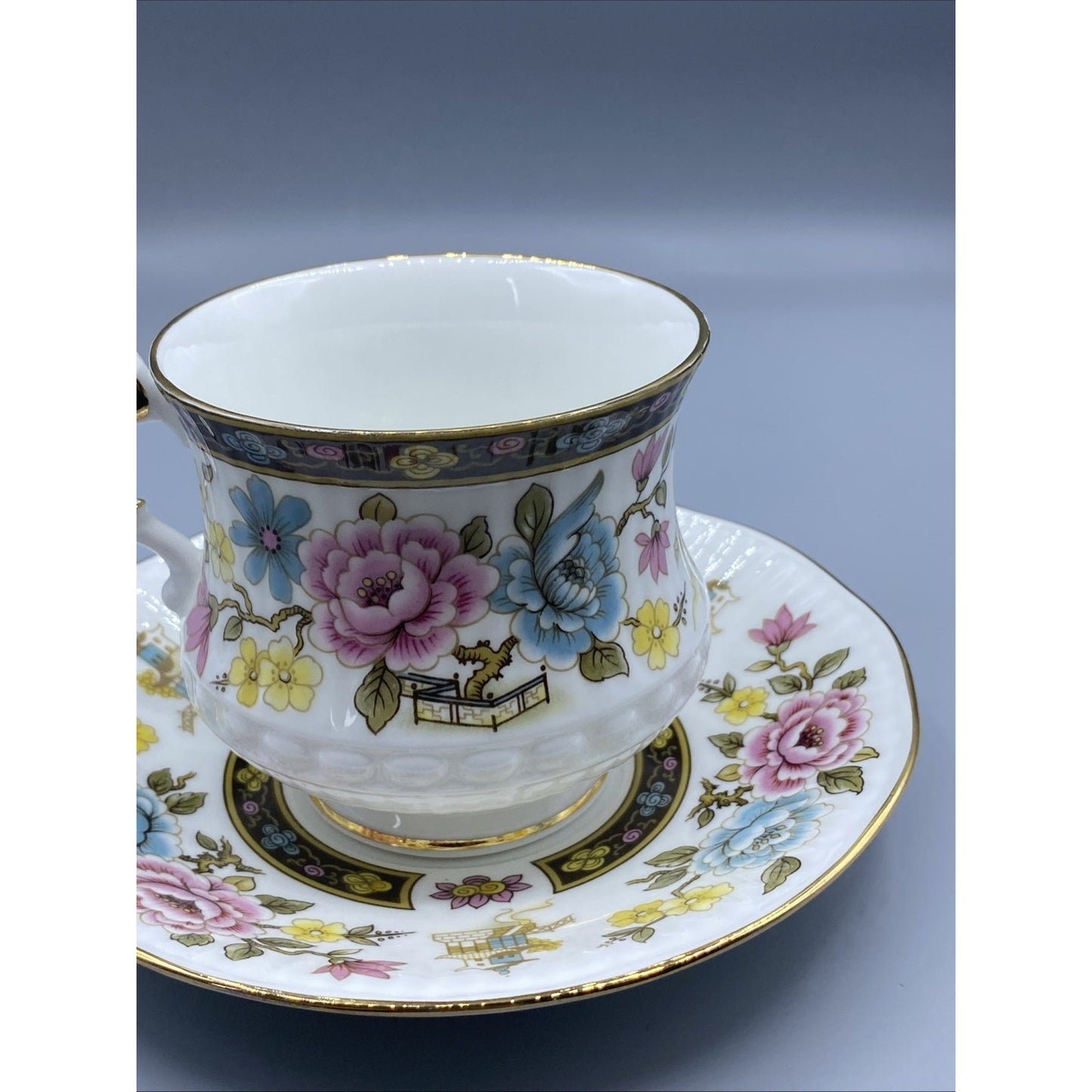 Queen's "Cathay" Teacup-Saucer Rosina Fine Bone China