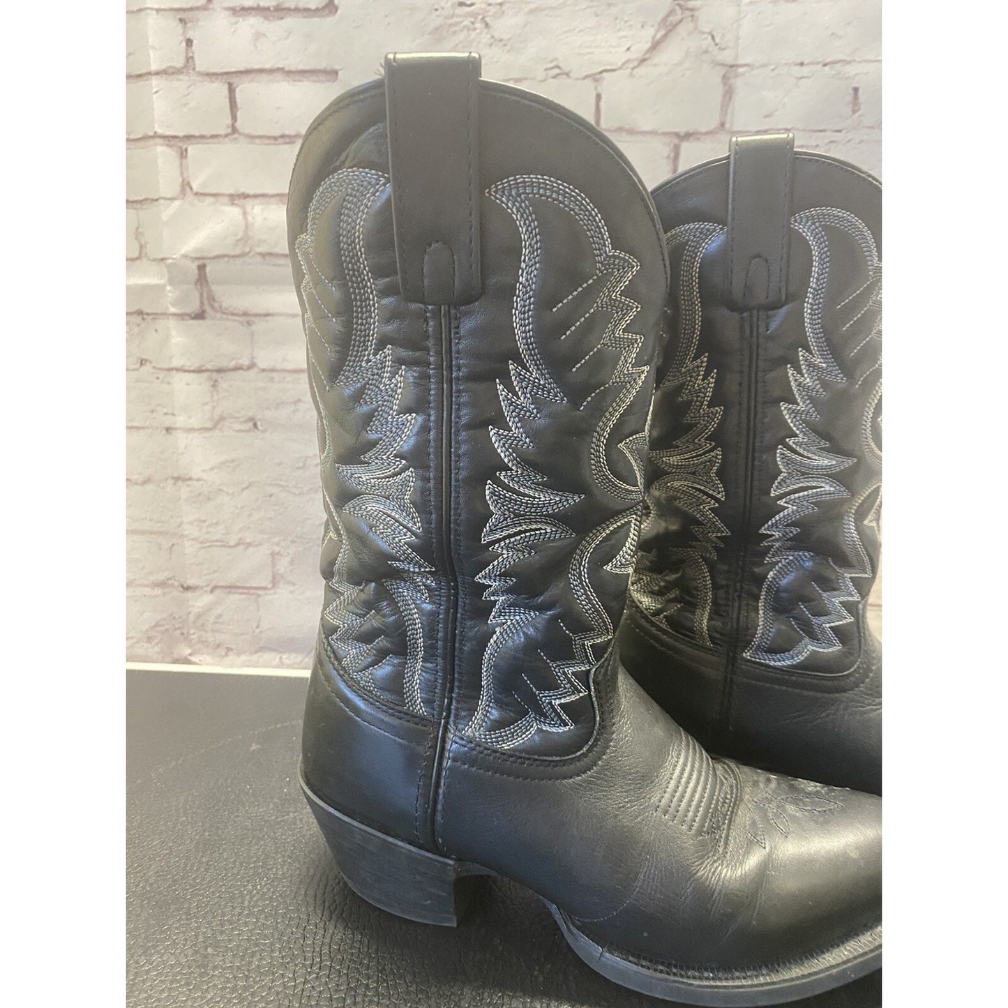 Laredo Black Leather Pull Up Western Boots Men’s Sz 7D Style 032974
