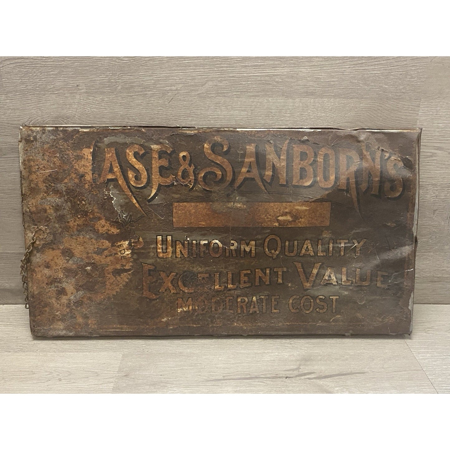 1800'S CHASE & SANBORN Uniform Quality Sign Or Coffee Bin Lid Advertising