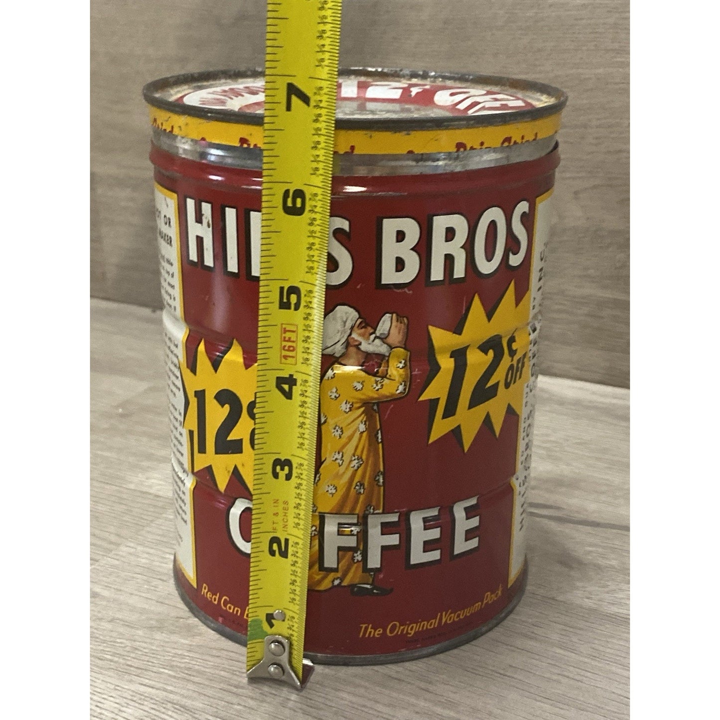 Vintage Hills Bros 2 LB Pricer Graphic Mercantile Country Store Coffee Can