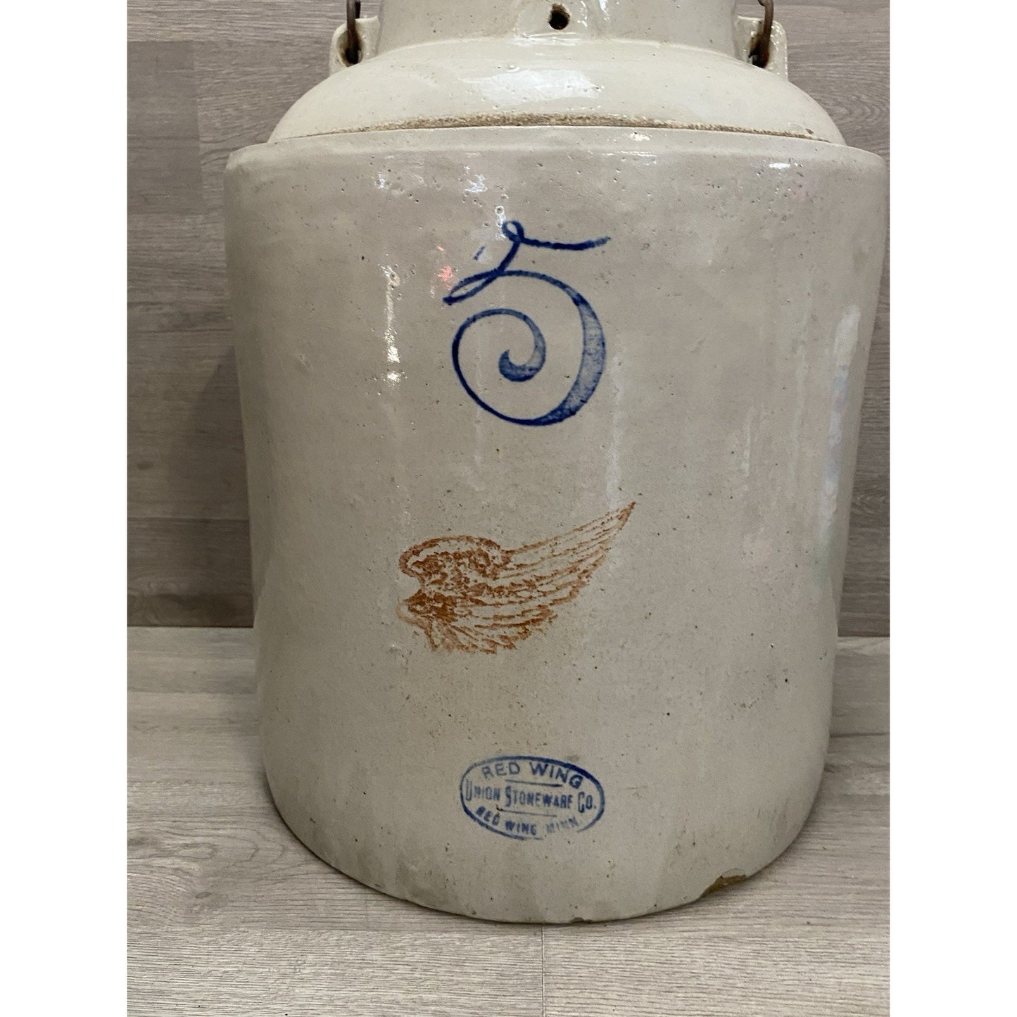 RED WING 5 GAL BALL BAIL LOCK JAR PICKLE CROCK SCARCE JUG PRIMITIVE