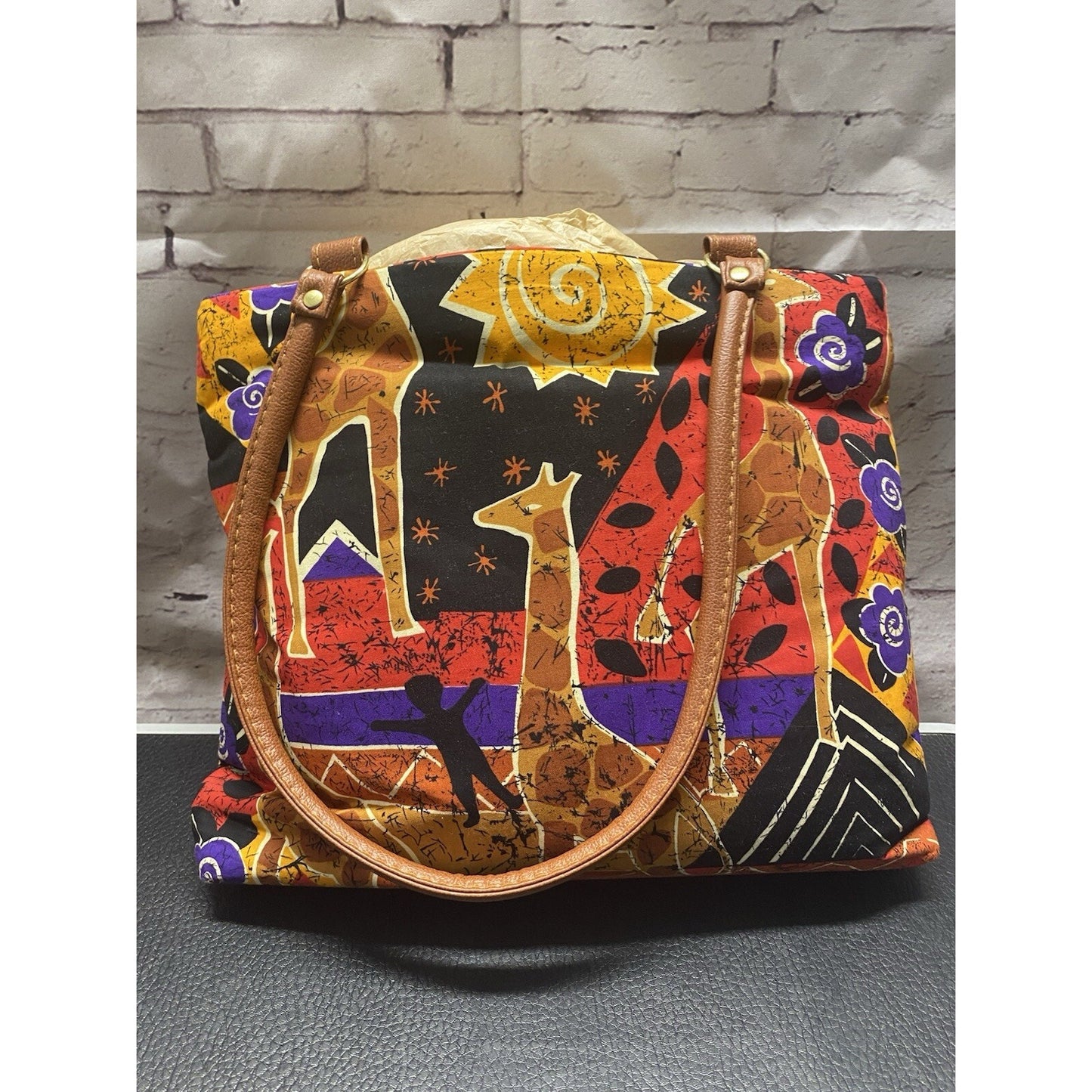 New Marilyn USA Hand Bag Purse African Giraffe Themed Colorful!