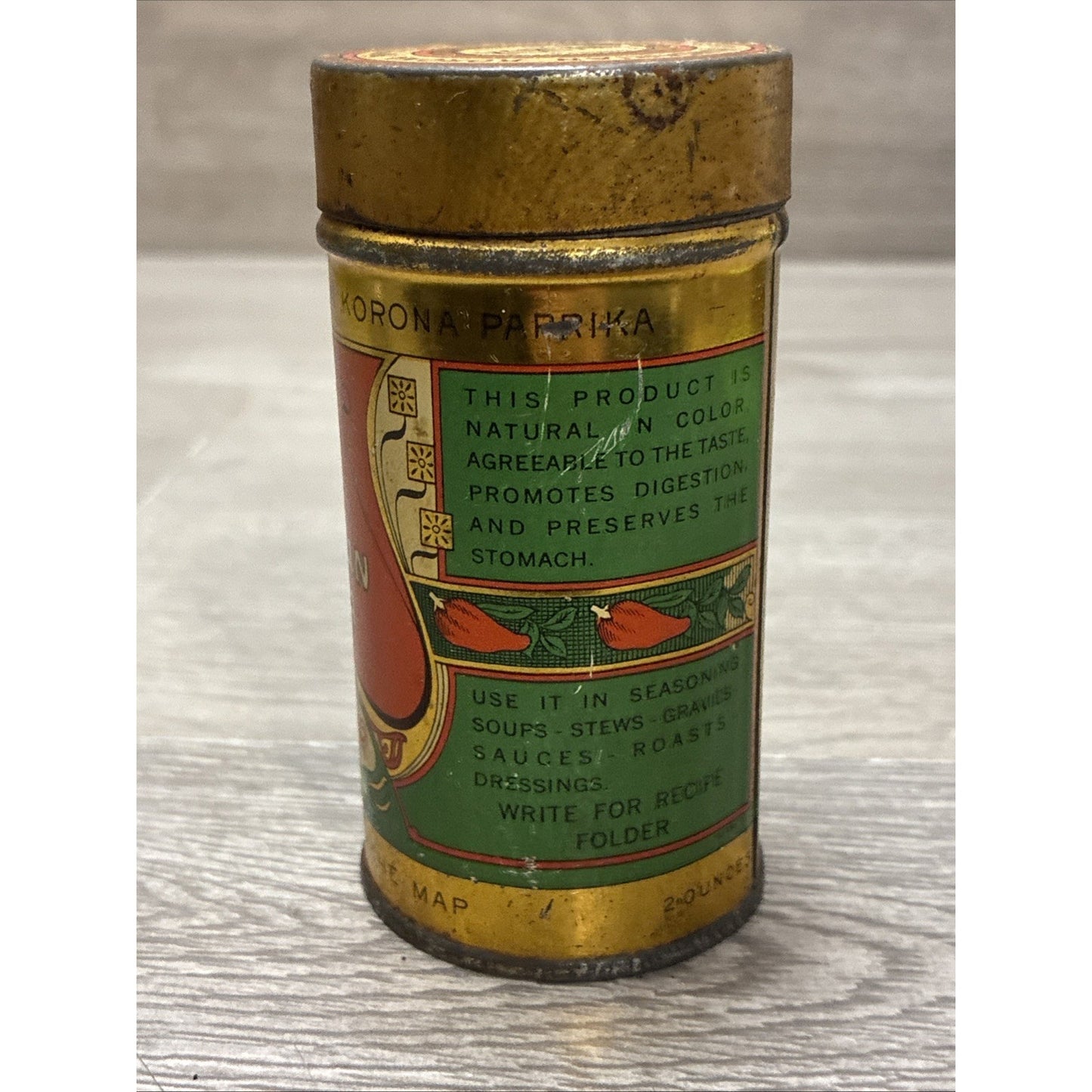 Vintage Korona Paprika Tin Szeged Hungary New York NY Collectable Advertising