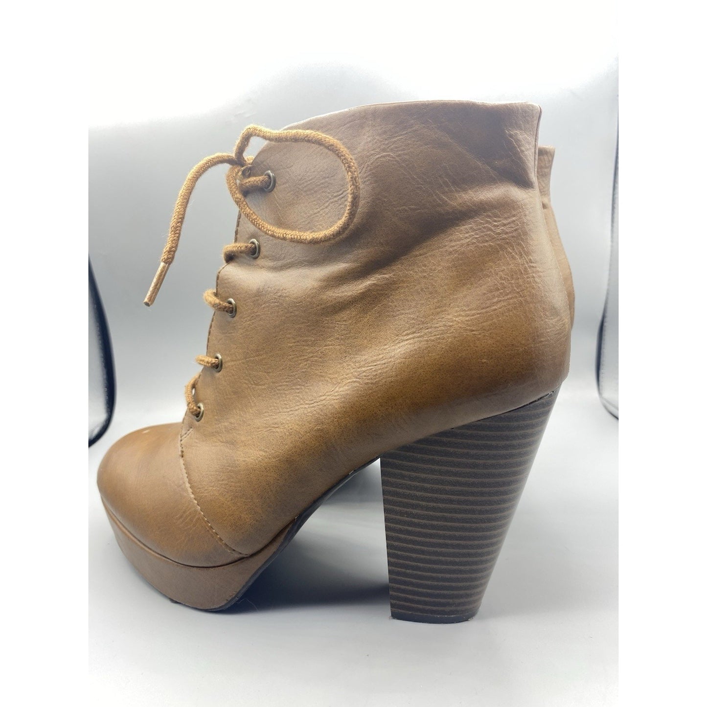 Brash Block Heel Ankle Booties Womens Size 8 Brown Comfort Side Zip