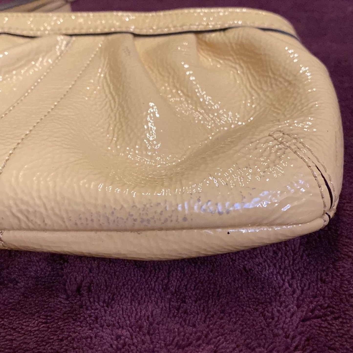 Coach Ivory Yellow Patent Leather Wristlet Purse