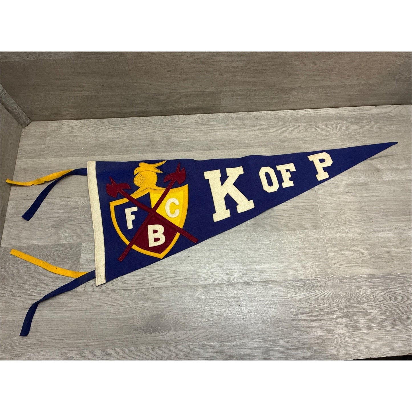 Antique Knights Of Pythias Pennant Tagged 29” Felt