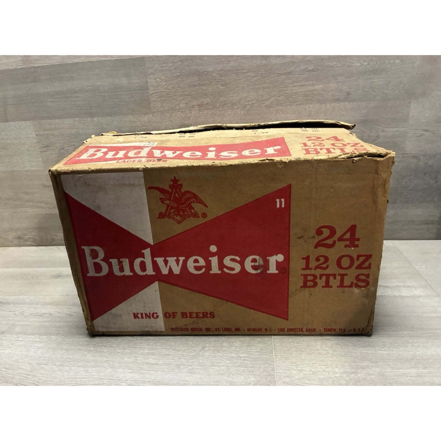 Budweiser Cardboard Flip Top 24 Bottle Case Box Empty Bar Decor Upcycle Crafts