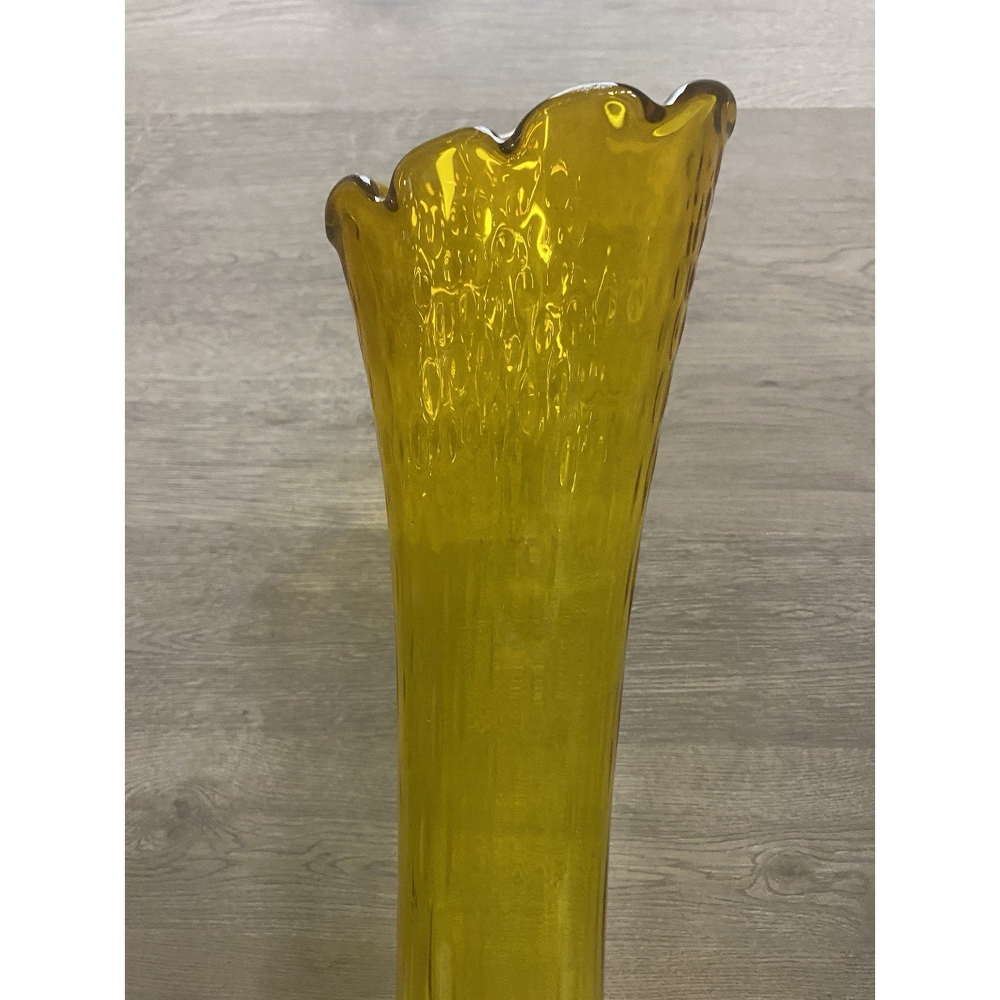 HTF Fenton? Unmarked Colonial Amber Stretch Vase Unique Style Hobnail Base 20.5”