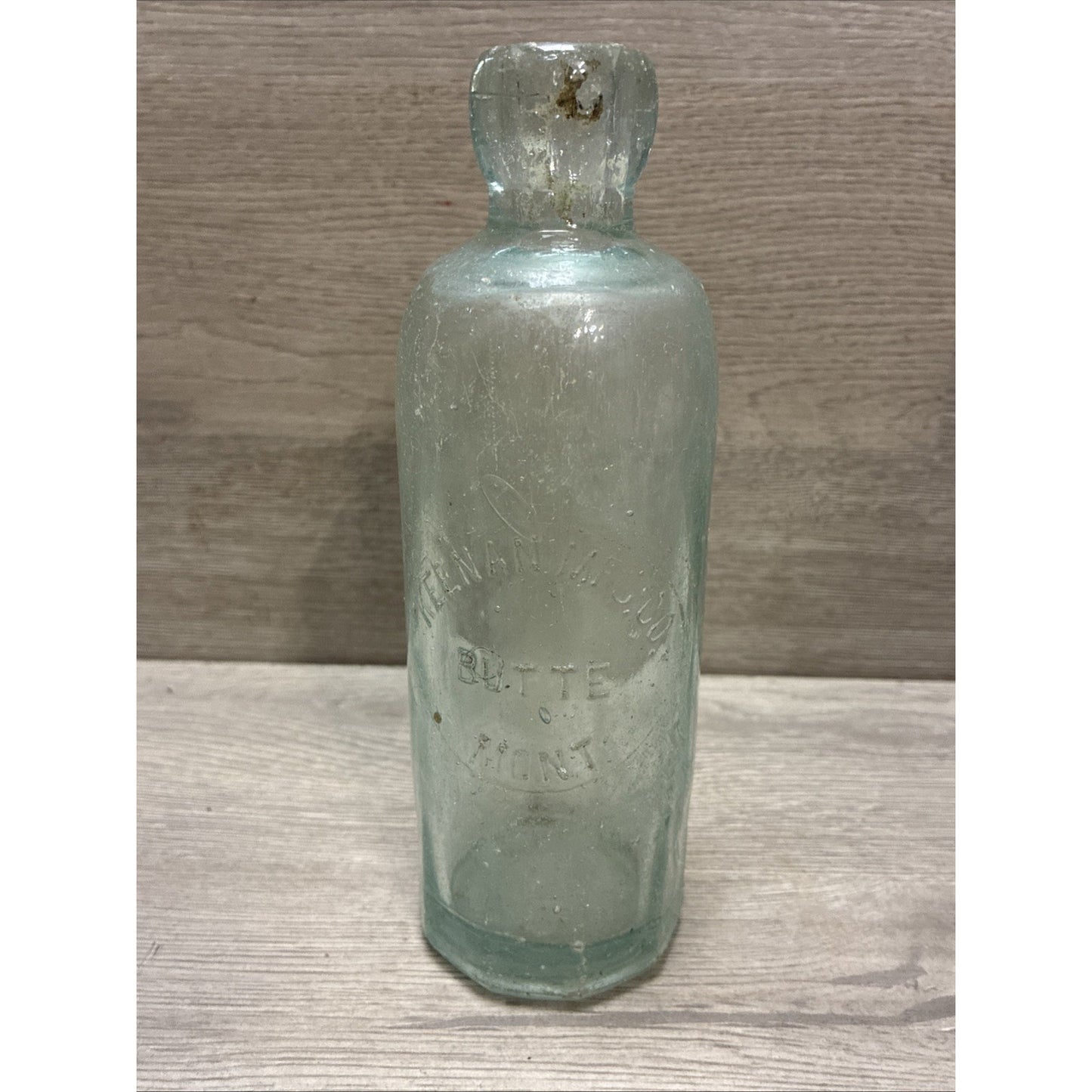 Antique Keenan Mfg Co Butte Montana Bottle Paneled 7.25” As Found! Blob Top