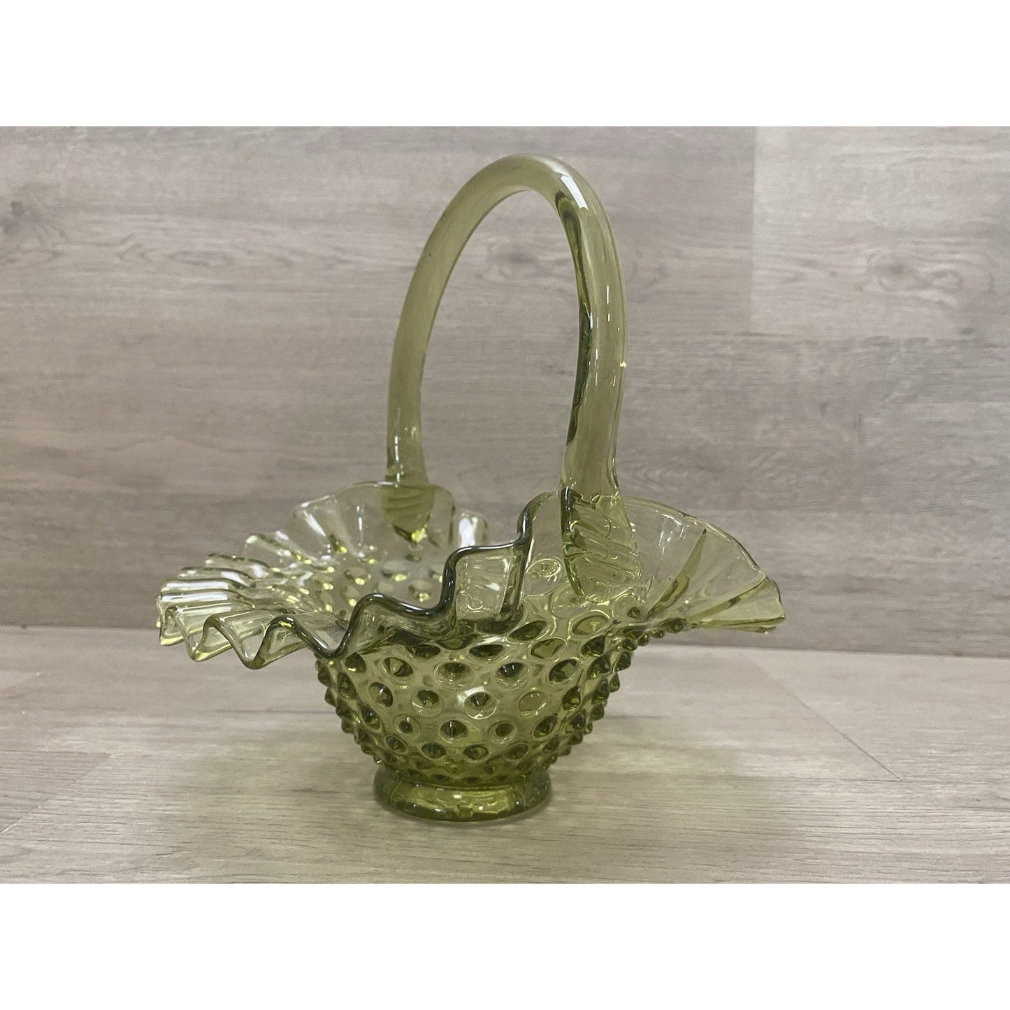 Fenton Art Glass Colonial Green Hobnail Basket
