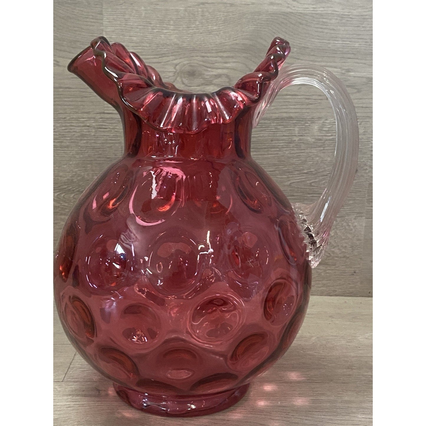 Cranberry INVERTED FENTON COIN DOT PITCHER