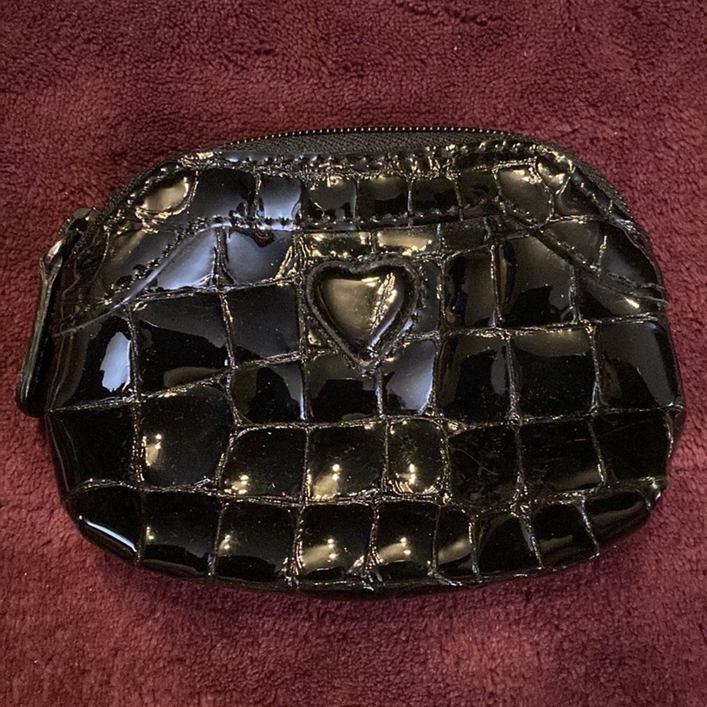Vintage Brighton Black Patent Leather Clutch with Matching Coin Purse & Dust Bag