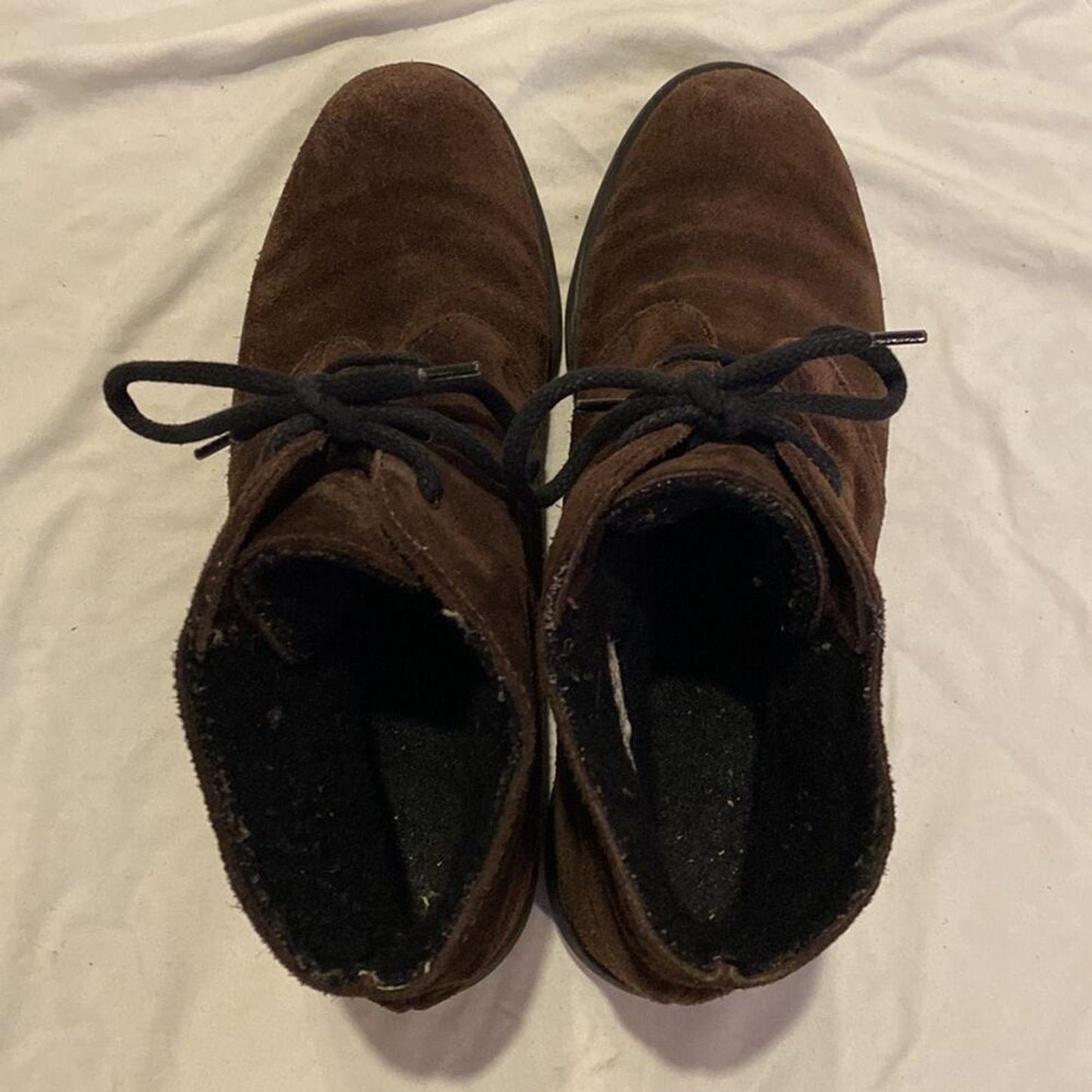 Draper of Glastonbury Brown Suede Sheepskin Shearling Lined Lace-Up Ankle Boots