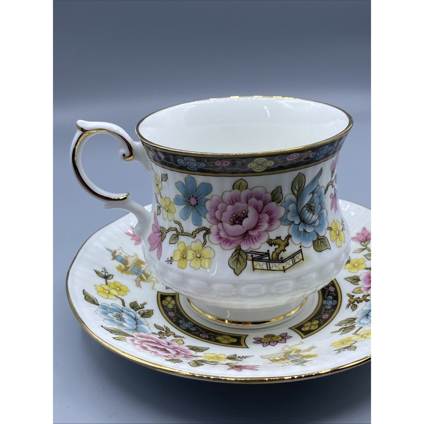 Queen's "Cathay" Teacup-Saucer Rosina Fine Bone China