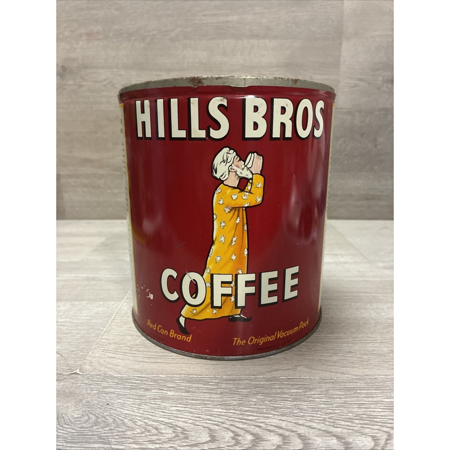 Hills Bros 4lb Coffee Tin Advertising Kitchen Farmhouse Decor