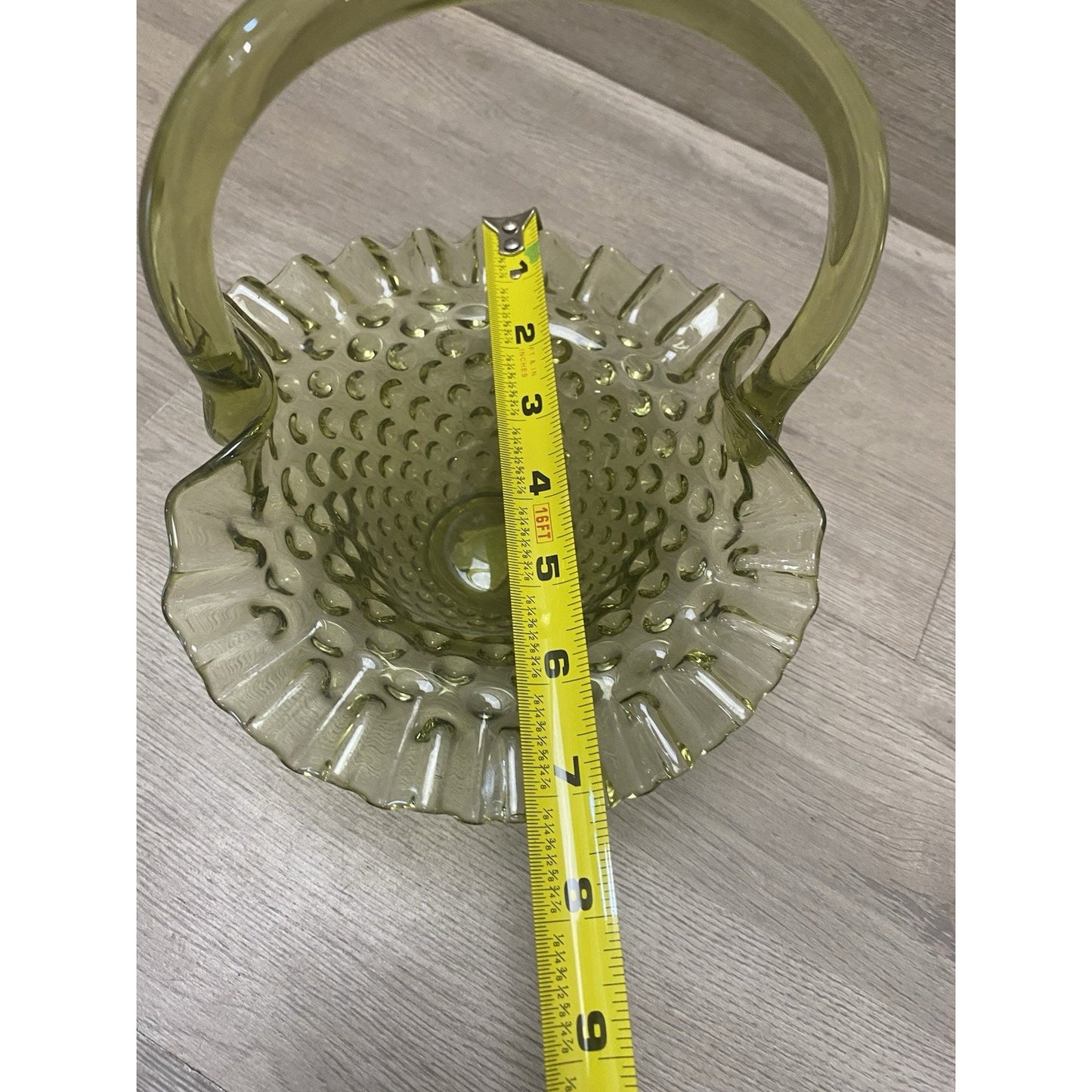 Fenton Art Glass Colonial Green Hobnail Basket