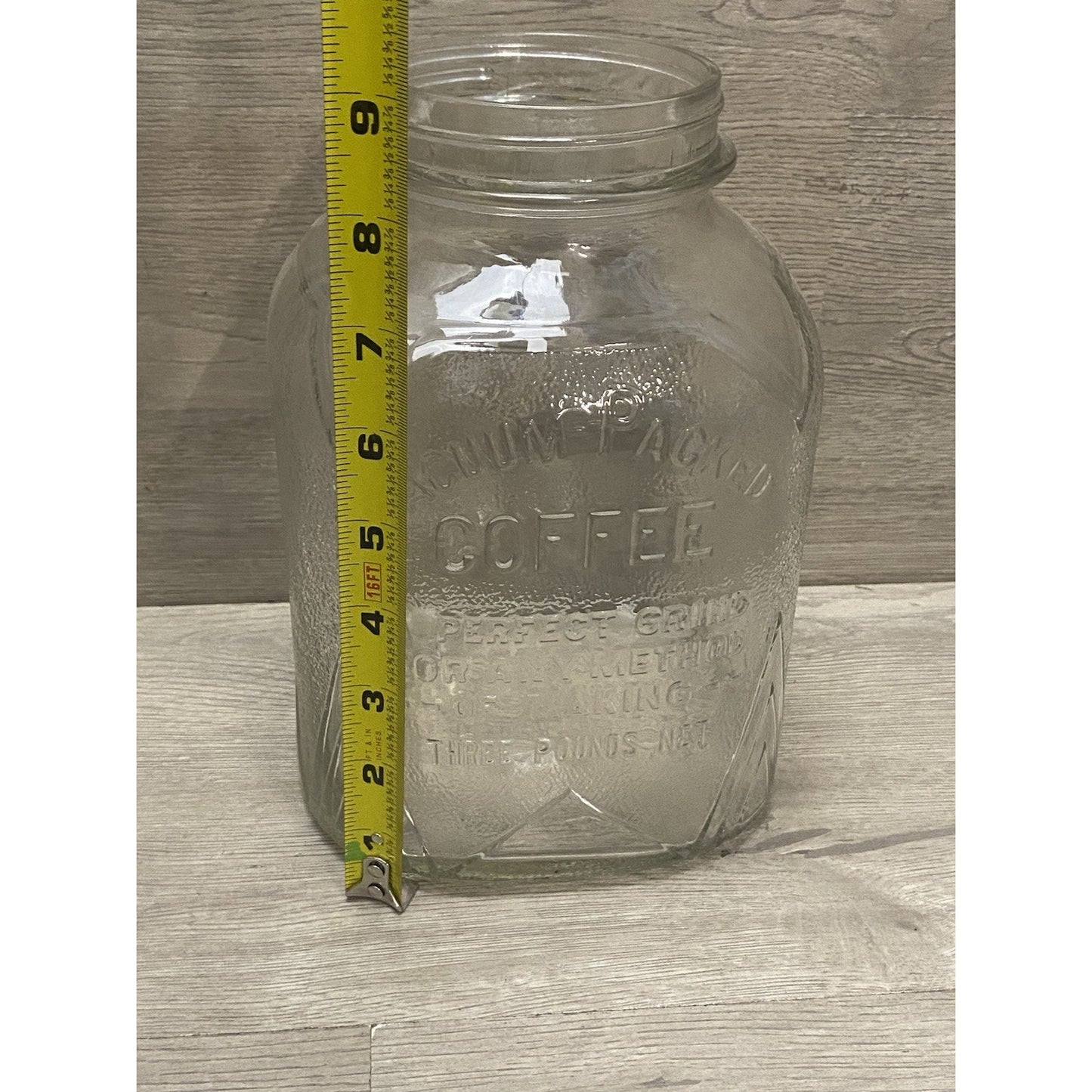 Vintage 1930 Rare Glass Jar Coffee Owens Illinois Glass Co Clear Square 3 Pound