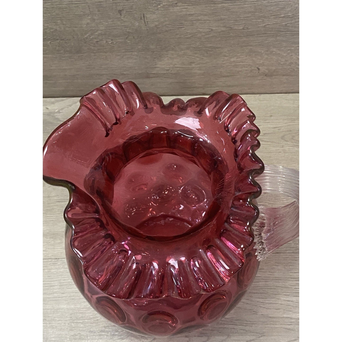 Cranberry INVERTED FENTON COIN DOT PITCHER