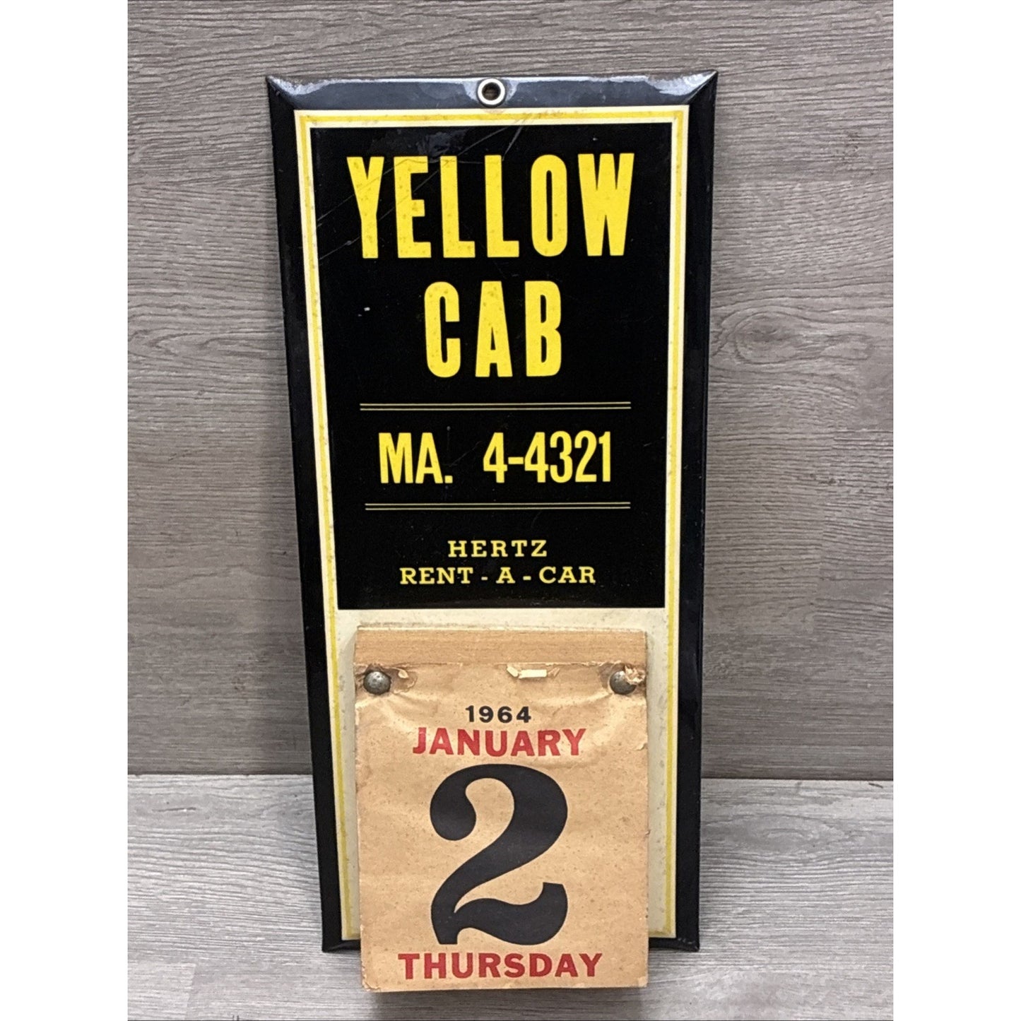 Rare 1964 Yellow Cab Hertz Rent A Car Advertising Sign Calendar Massachusetts