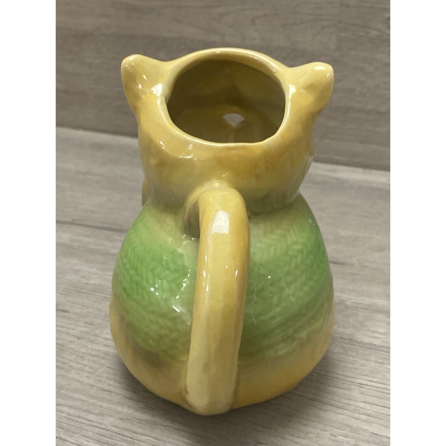 VTG Shawnee Puss N Boots Pitcher Cat Art Pottery Creamer Yellow MCM