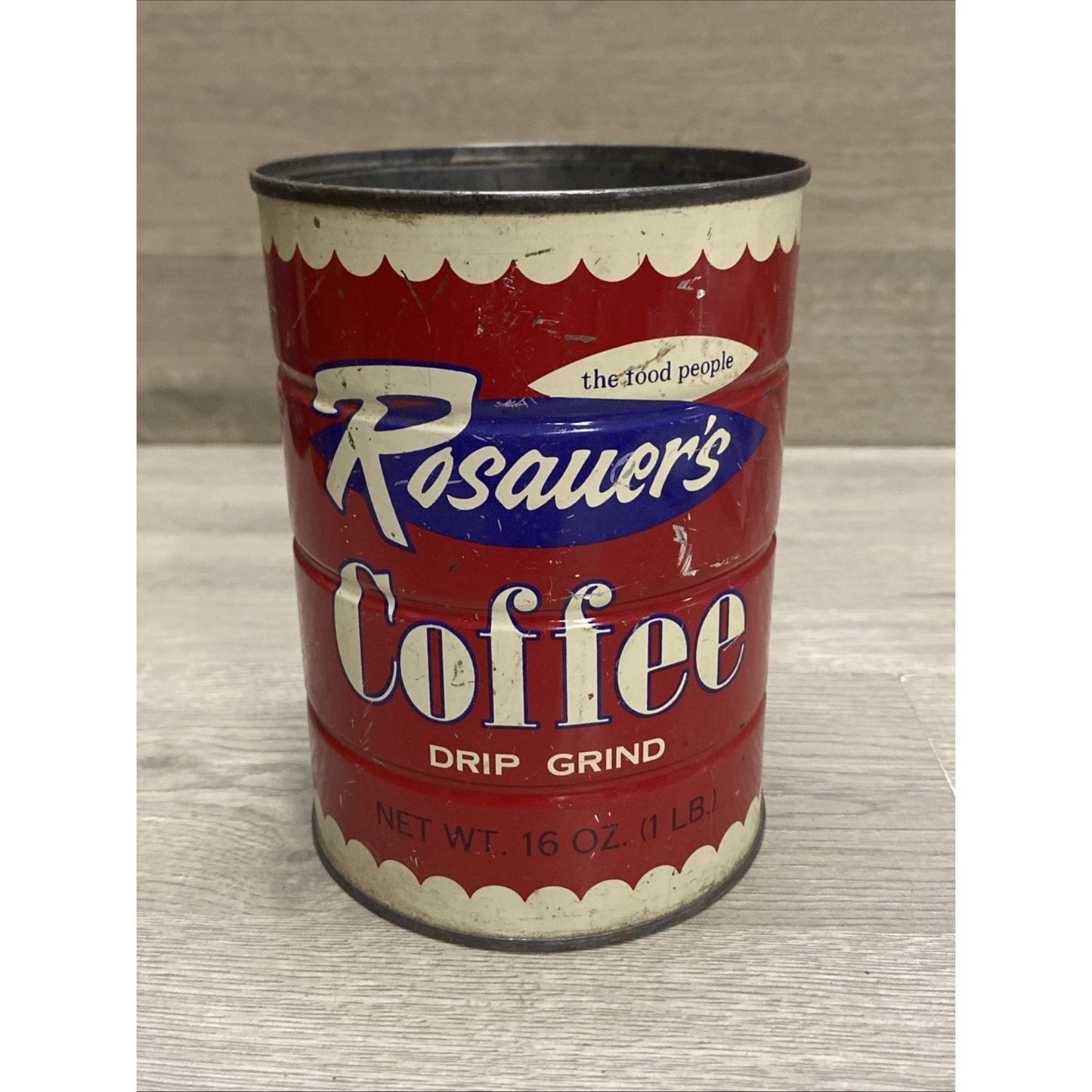Vintage Rosauers Coffee Drip Grind Metal Advertising Can 1lb No Lid Spokane WA