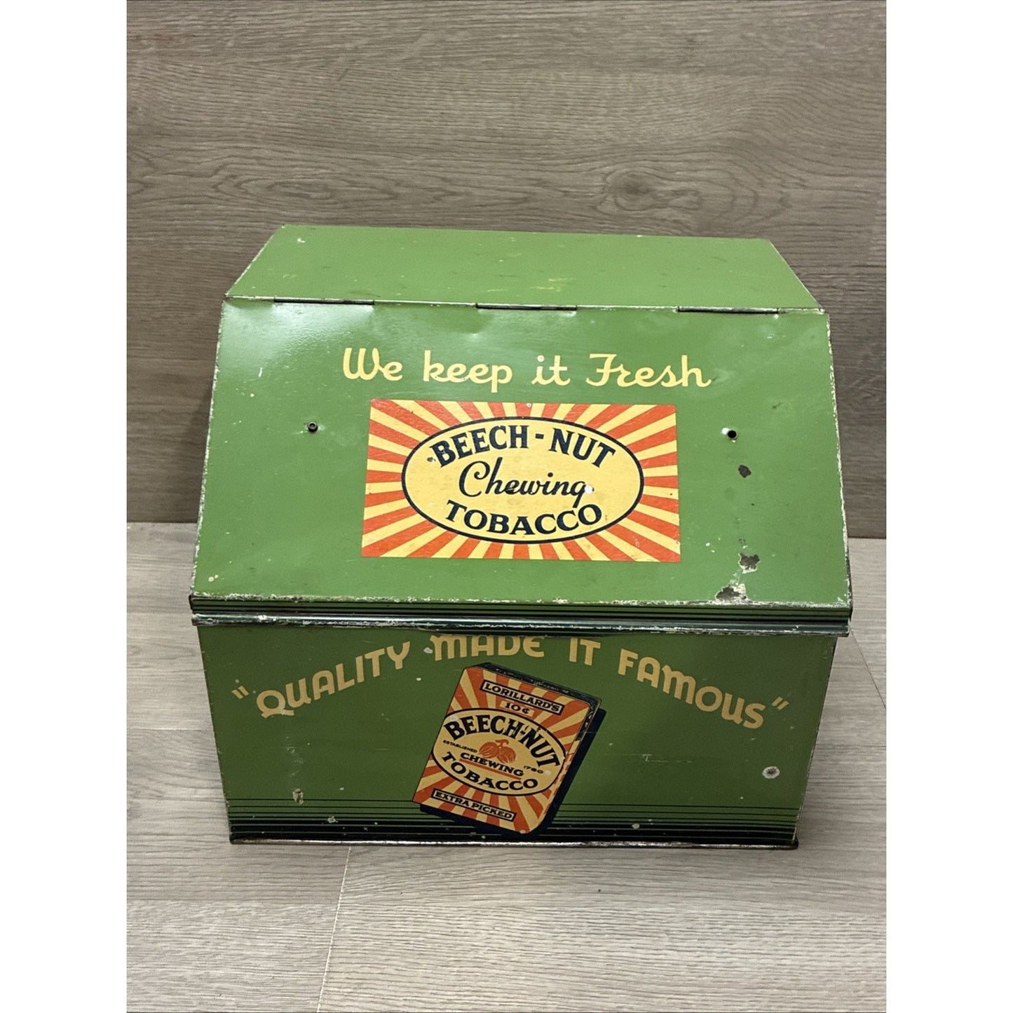 Original Lorillard’s Beech-Nut Chewing Tobacco Tin Humidor Counter Top Display