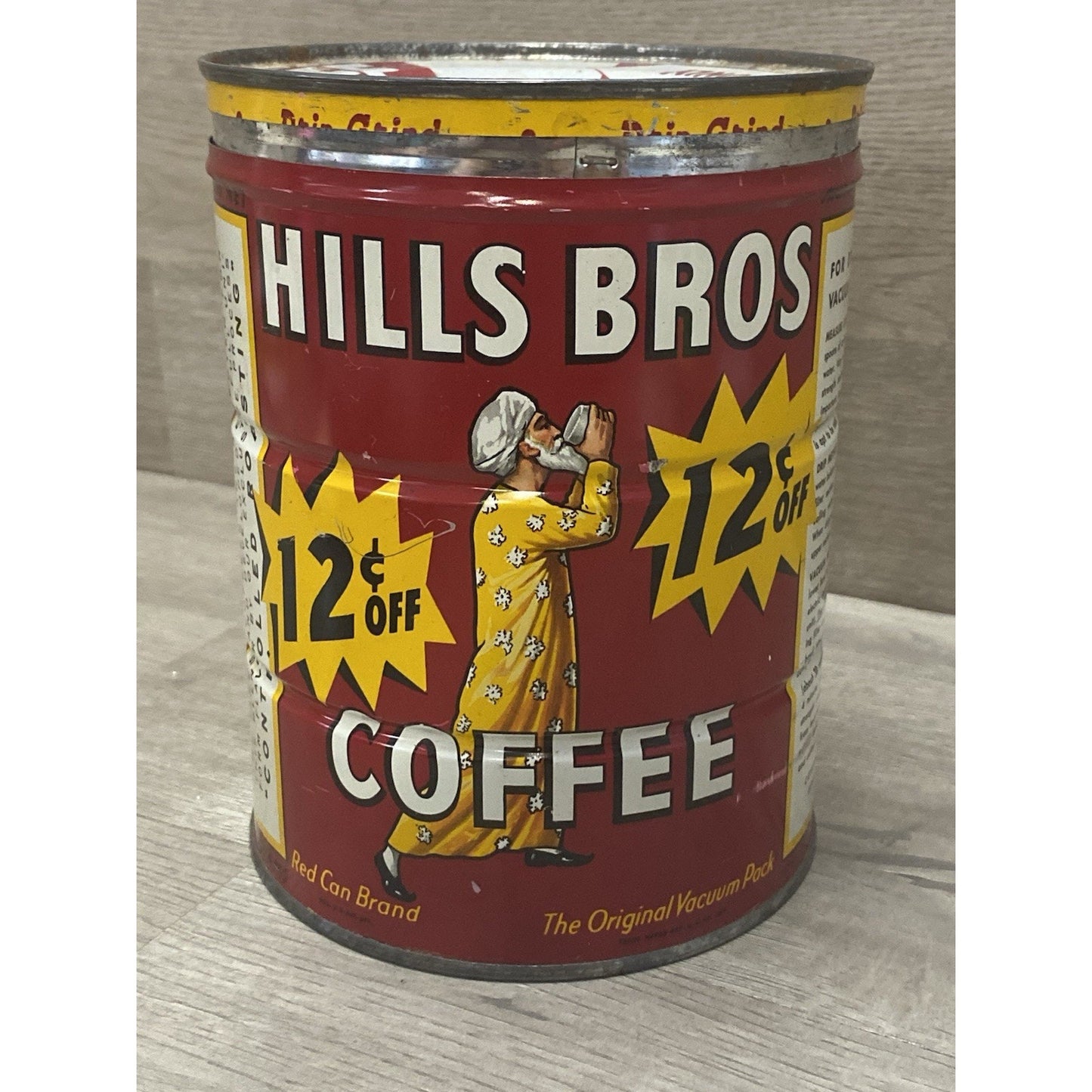Vintage Hills Bros 2 LB Pricer Graphic Mercantile Country Store Coffee Can