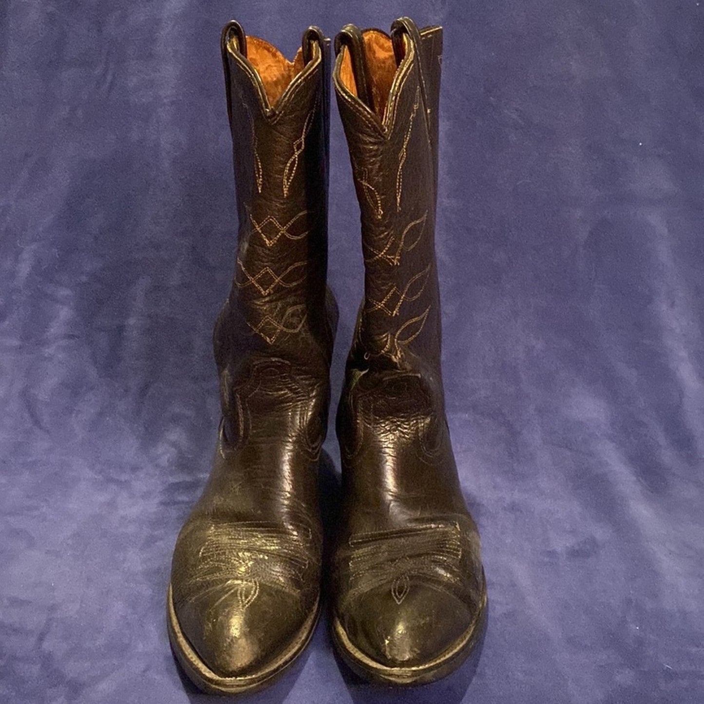 Vintage Vulcan Dark Brown Leather Cowboy Boots