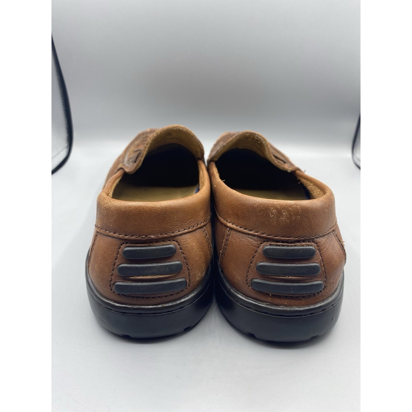 St John's Bay Men's 11M Woven Brown Leather Loafer Shoes