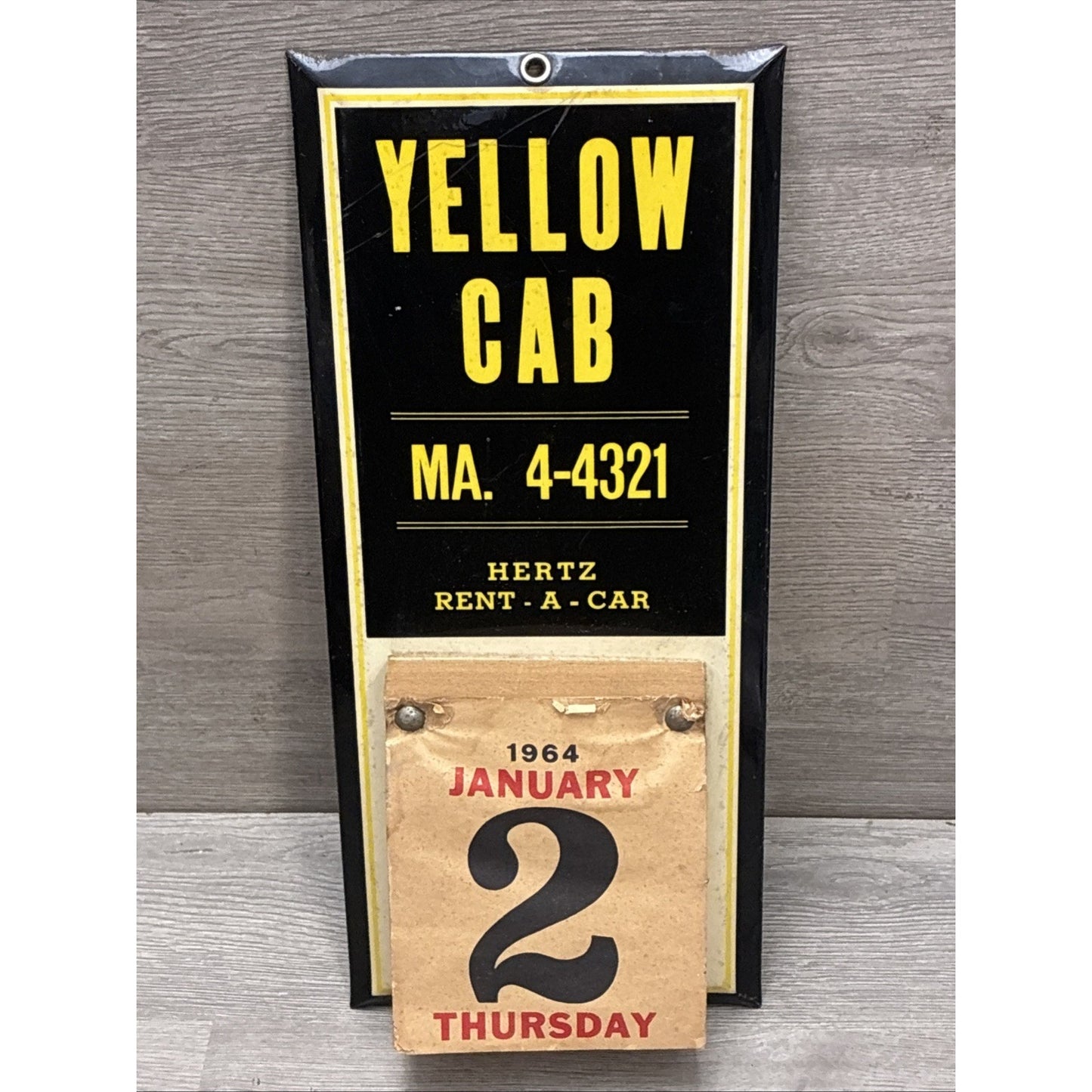 Rare 1964 Yellow Cab Hertz Rent A Car Advertising Sign Calendar Massachusetts