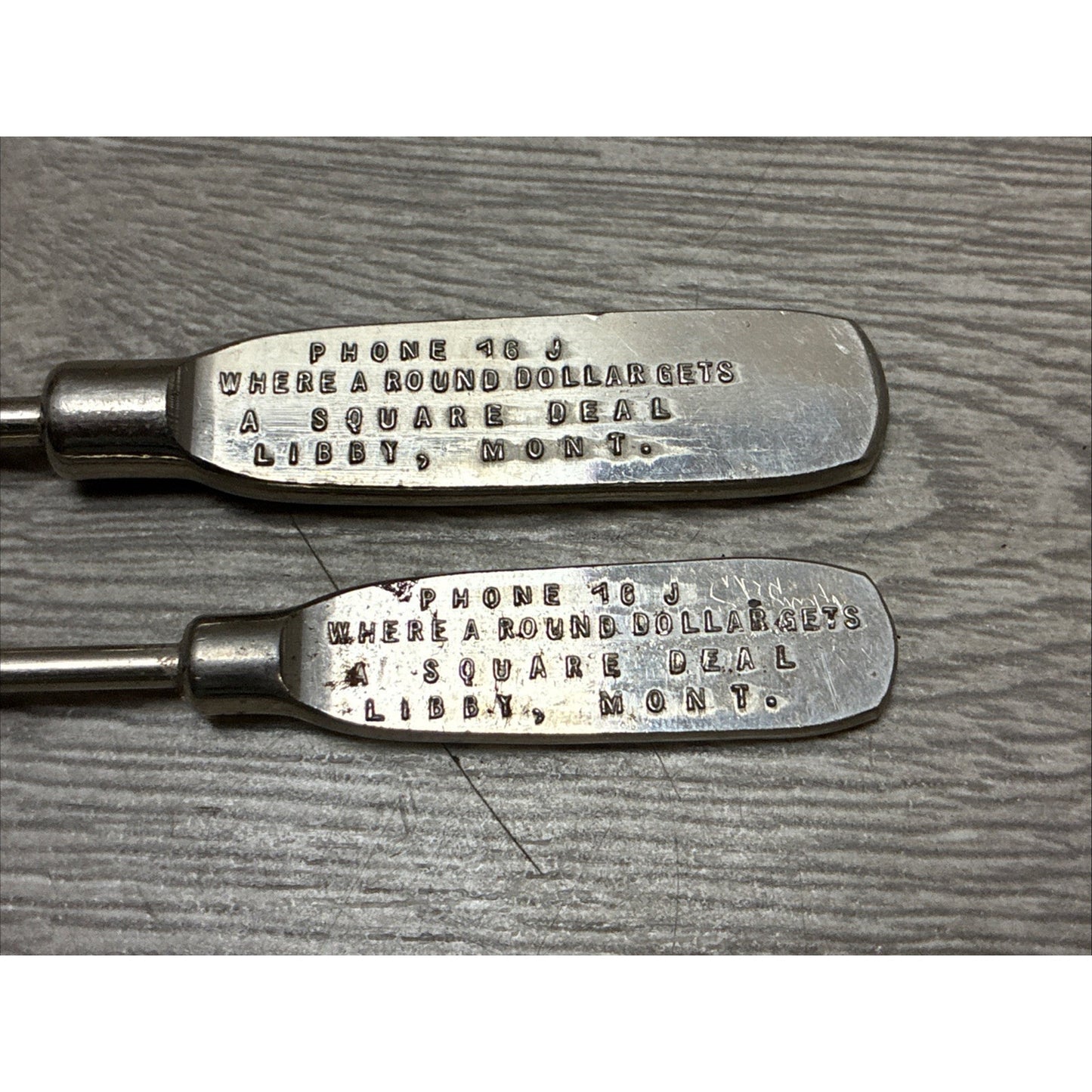 (2) VINTAGE ADVERTISING SCREWDRIVER F. BLOUGH'S CASH STORE LIBBY, MONT.