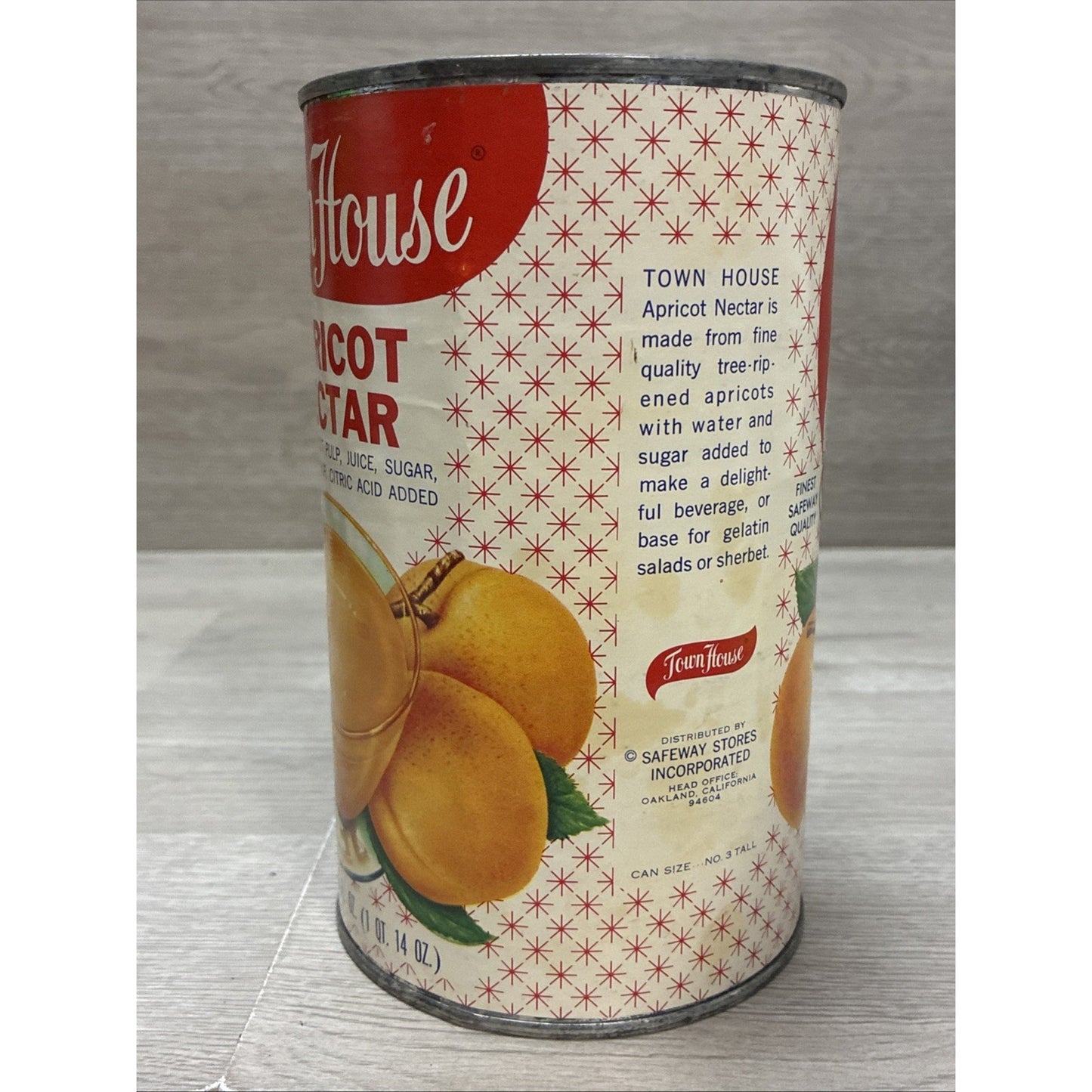 Antique Town House Apricot Nectar Grocery Advertising Can MCM Starburst 46oz HTF